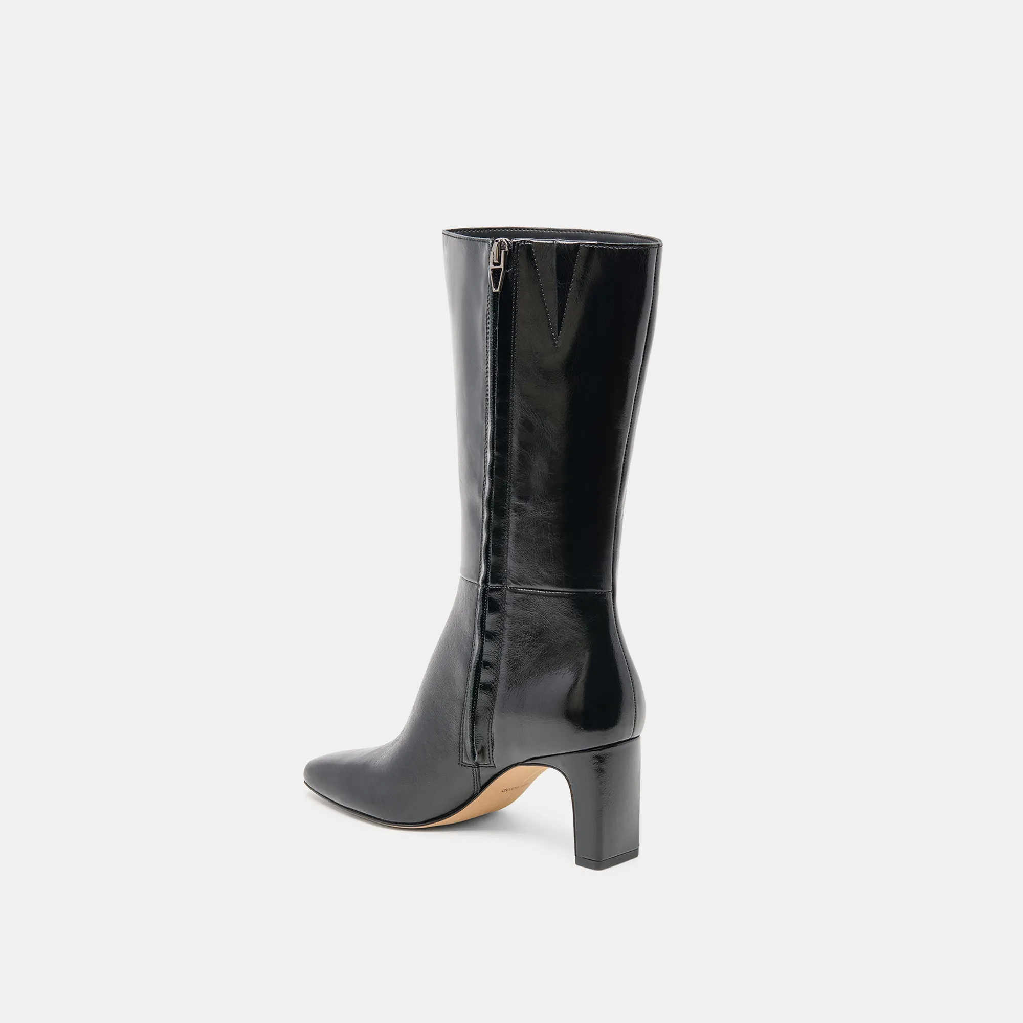 ground grip Fashionable Utility RIGGS WIDE CALF BOOTS BLACK LEATHER