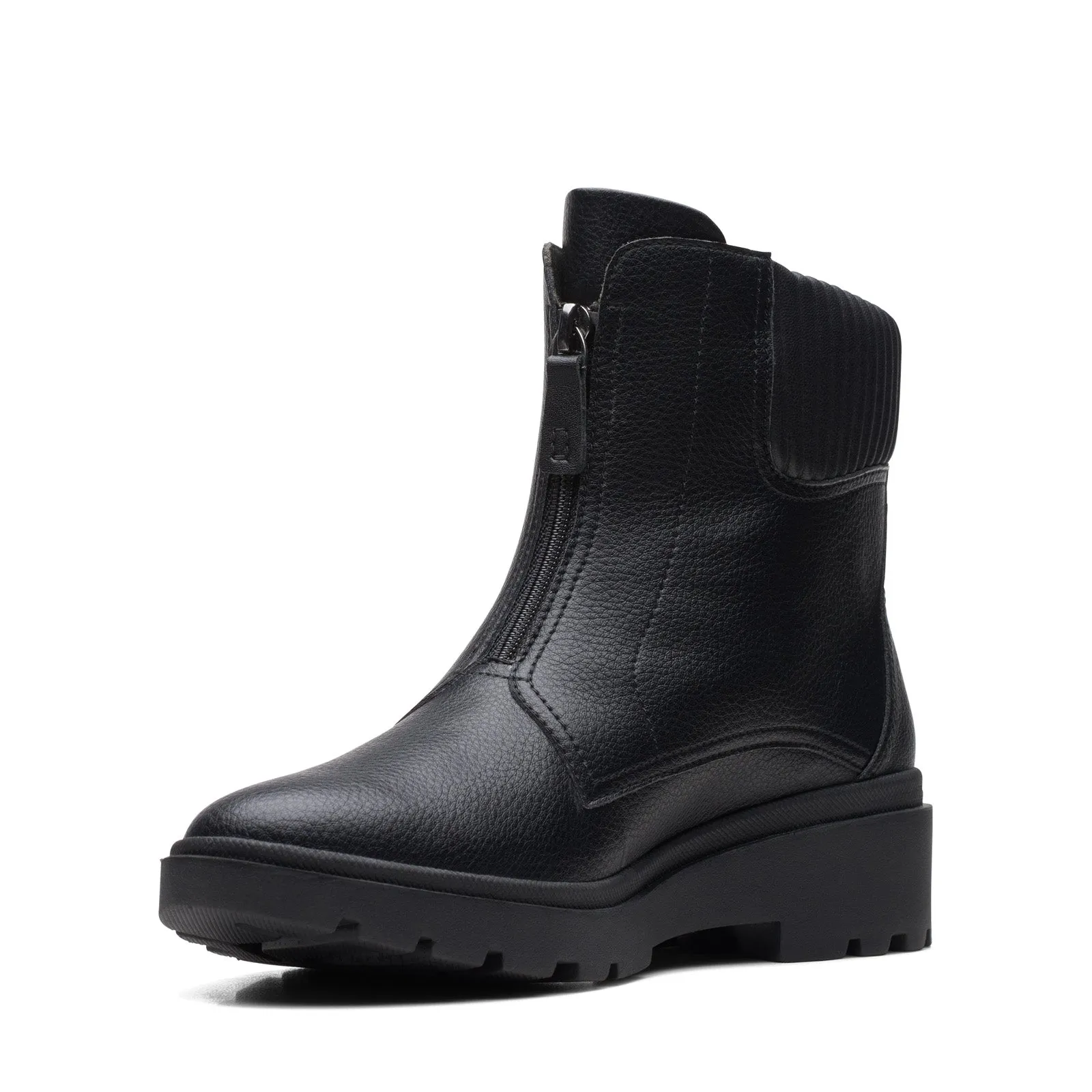 Clarks Calla Zip 26167695 Womens Black Leather Zipper Casual Dress Boots Weather Ready
