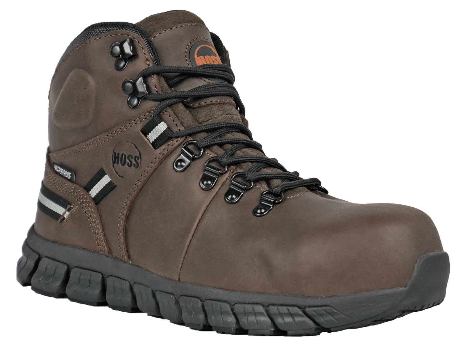Elasticated Rugged Build Hoss Ticker Composite Toe Waterproof 60267 Mens Brown Leather Work Boots