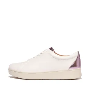 Silver Shine Swim Ready FitFlop RALLY Metallic-Backtab Leather Sneakers