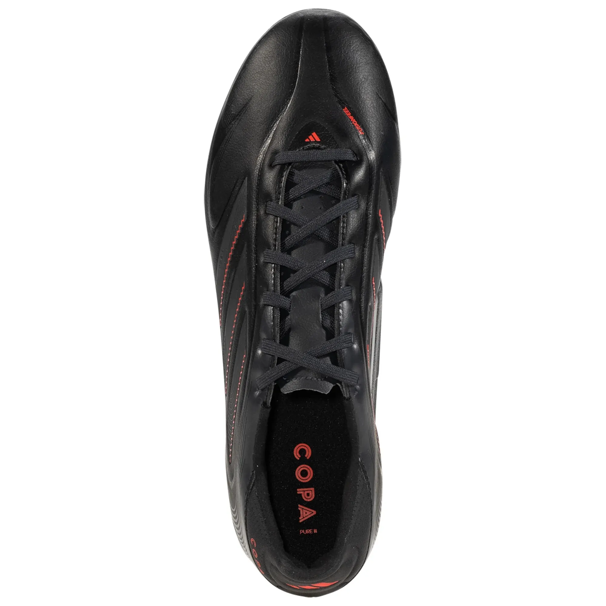 Forward Propel adidas Copa Pure III League FG/MG Soccer Cleats (Black/Carbon/Red)