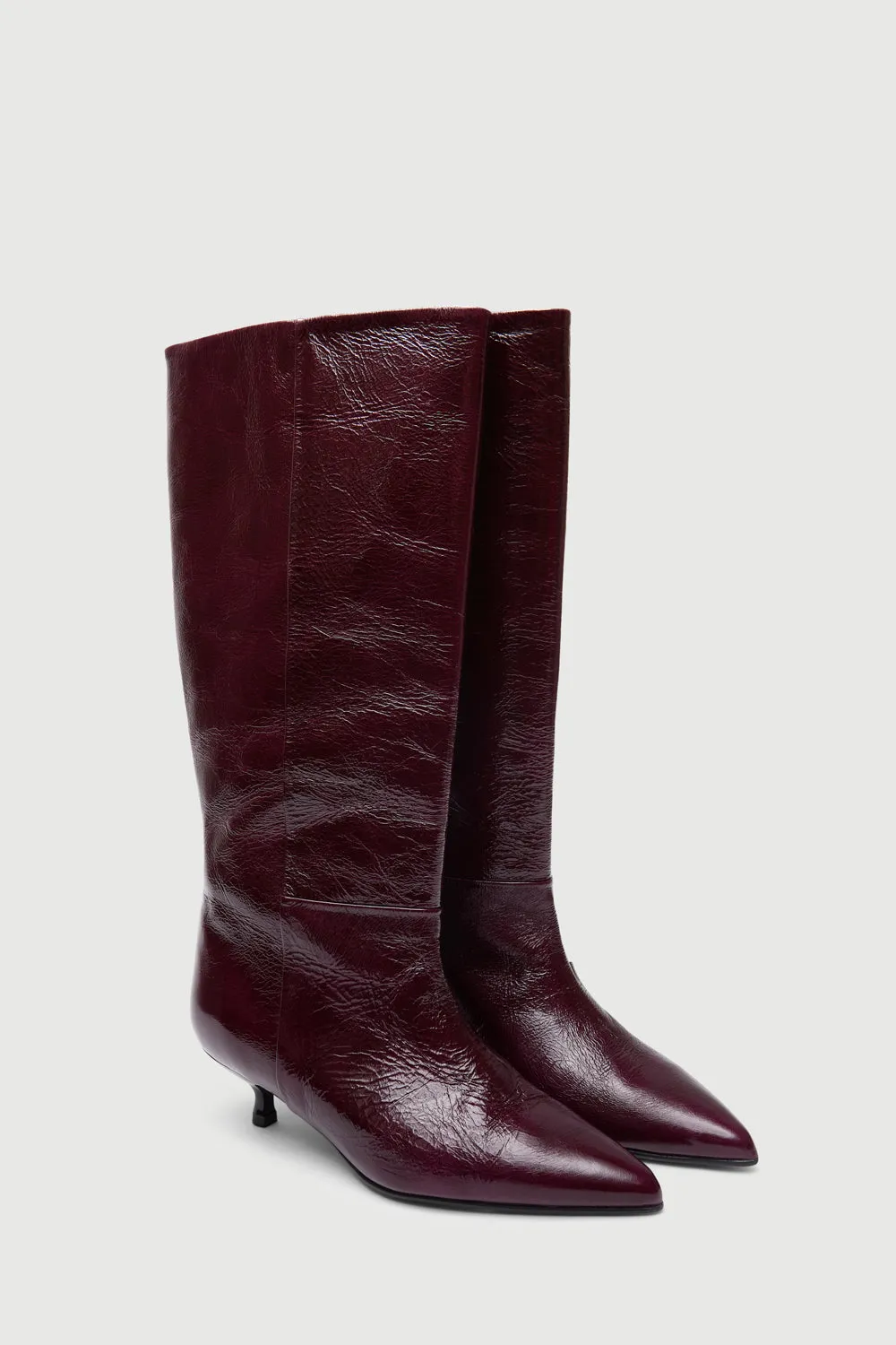 Insulated Fit Shockproof Sydney Boots in Burgundy Patent Leather