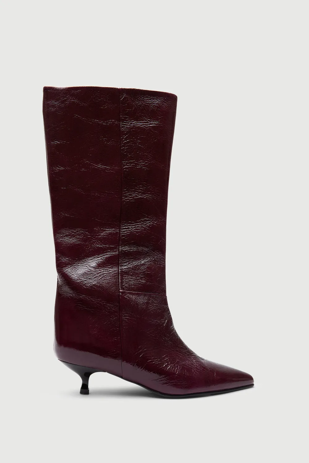 Wide toe box Sydney Boots in Burgundy Patent Leather