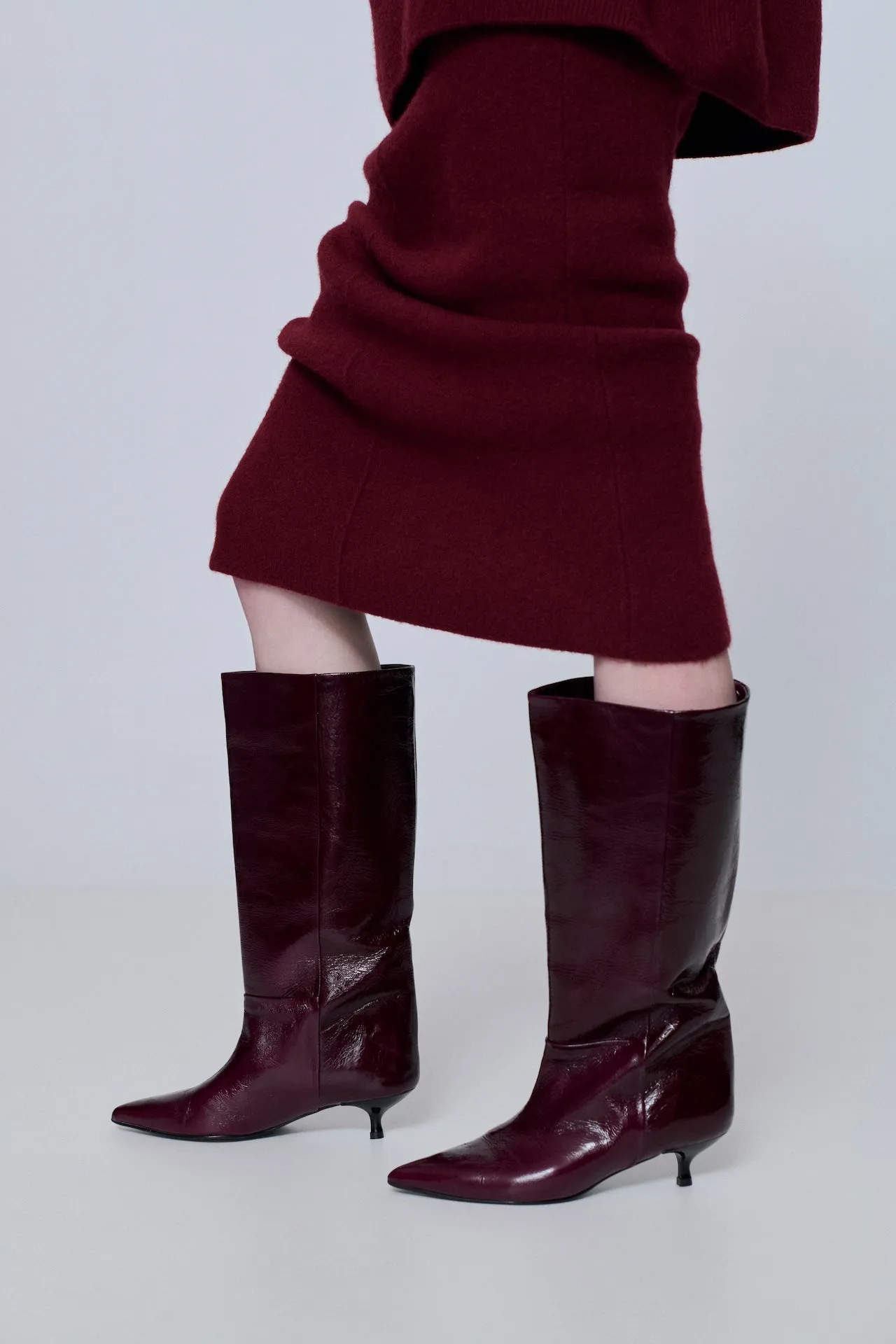 Sydney Boots in Burgundy Patent Leather Factory Worker Desert Wear