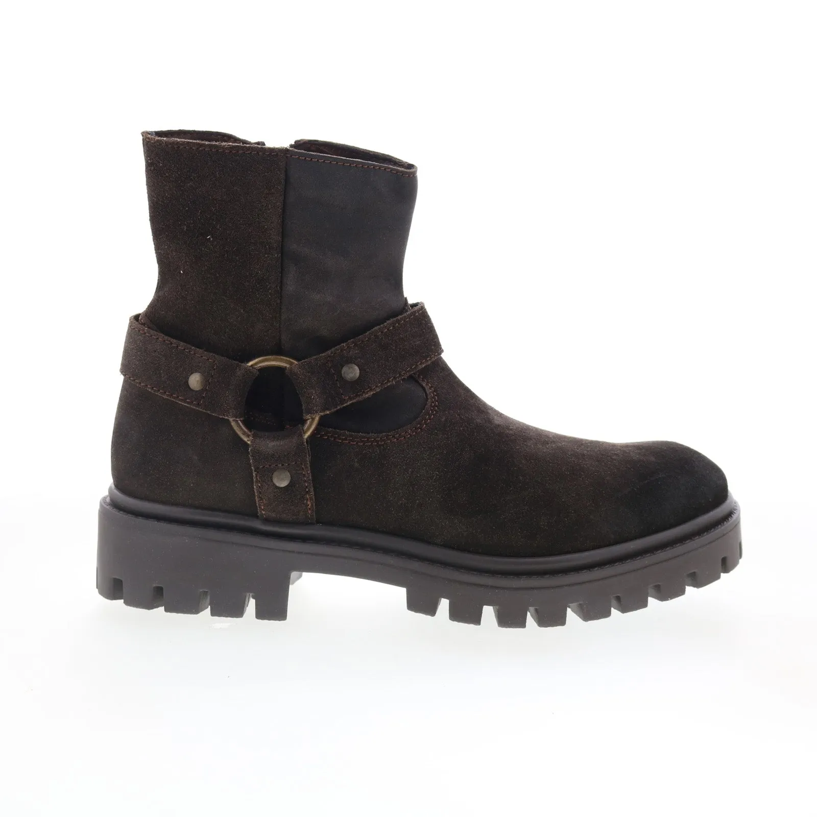 Dingo Road Trip DI-845 Mens Brown Leather Zipper Casual Dress Boots Rough texture