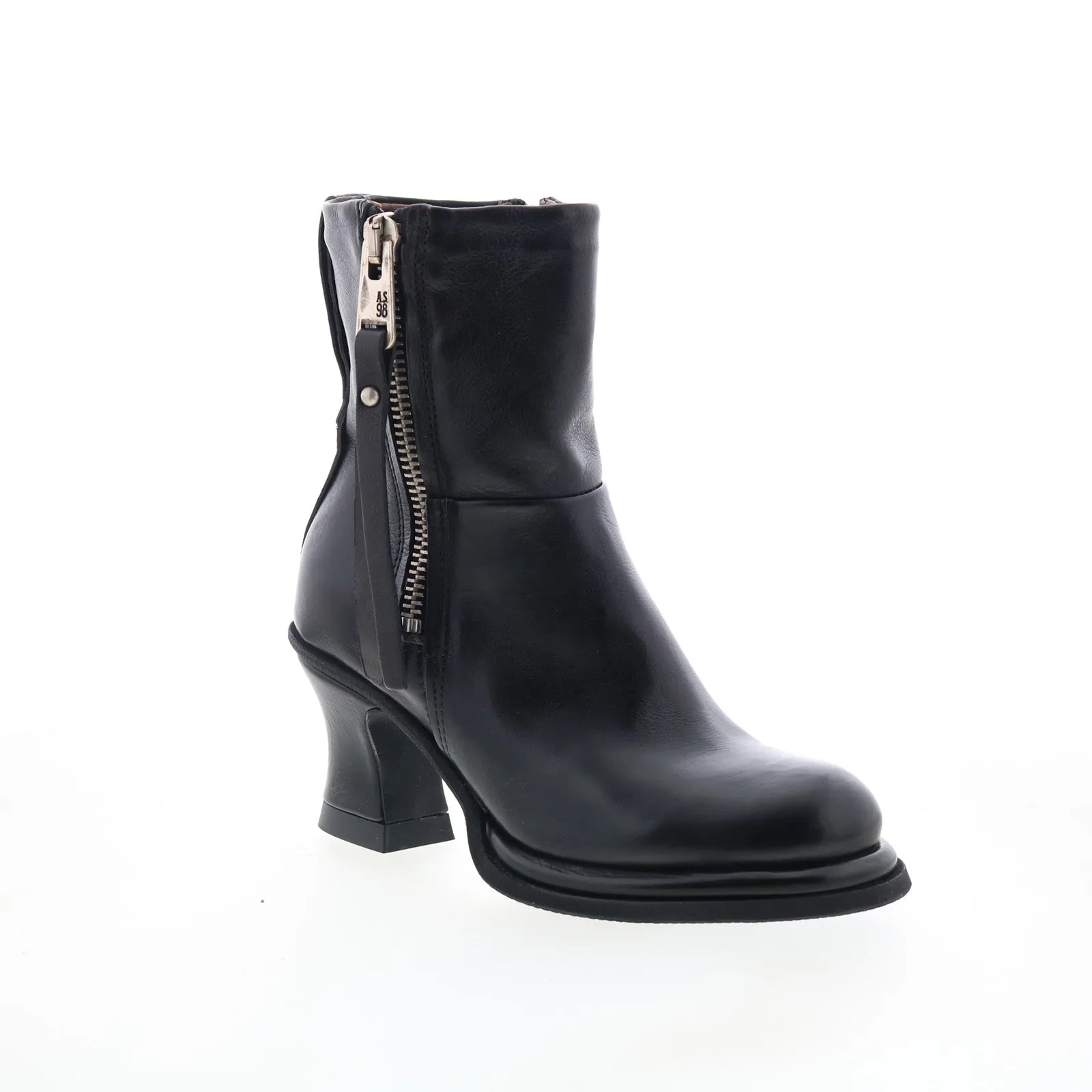 A.S. 98 Nelle Womens Black Leather Zipper Casual Dress Boots Family Reunion