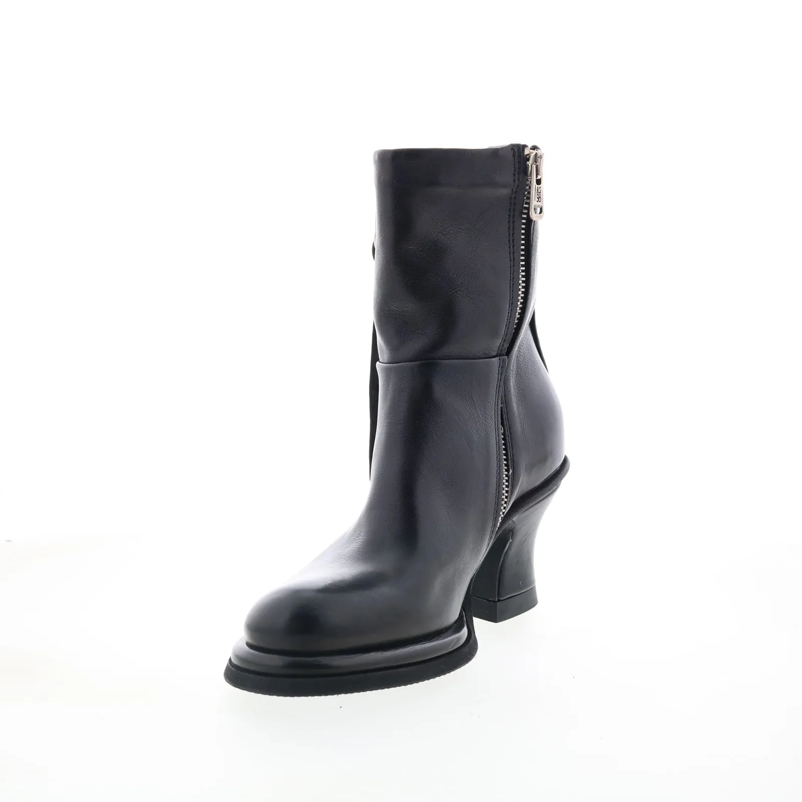 A.S. 98 Nelle Womens Black Leather Zipper Casual Dress Boots Lace Up Style Sleek Fit