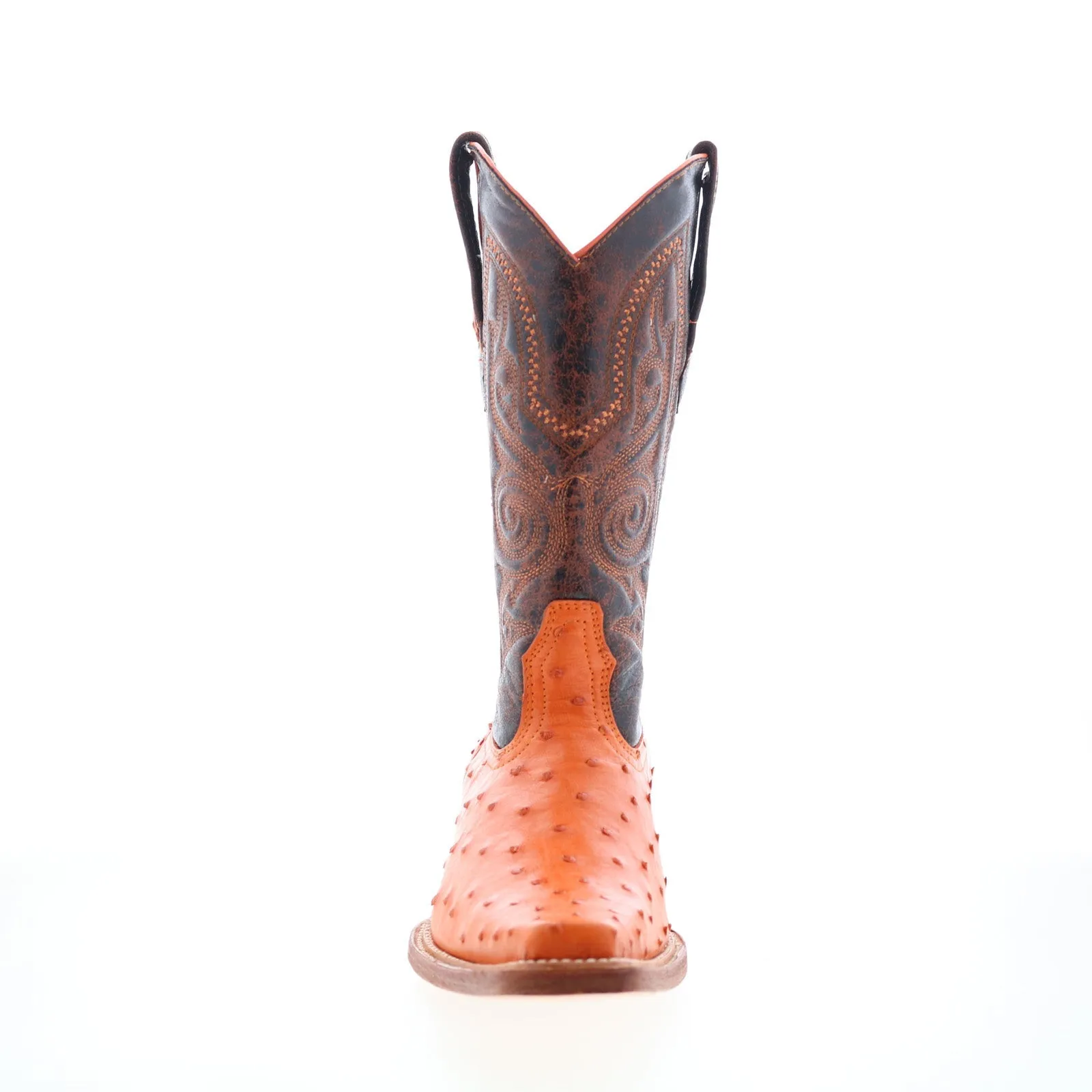 Los Altos Versace Style Ostrich 700324 Mens Orange Wide Cowboy Western Boots Shock Absorbing Comfort Cushion