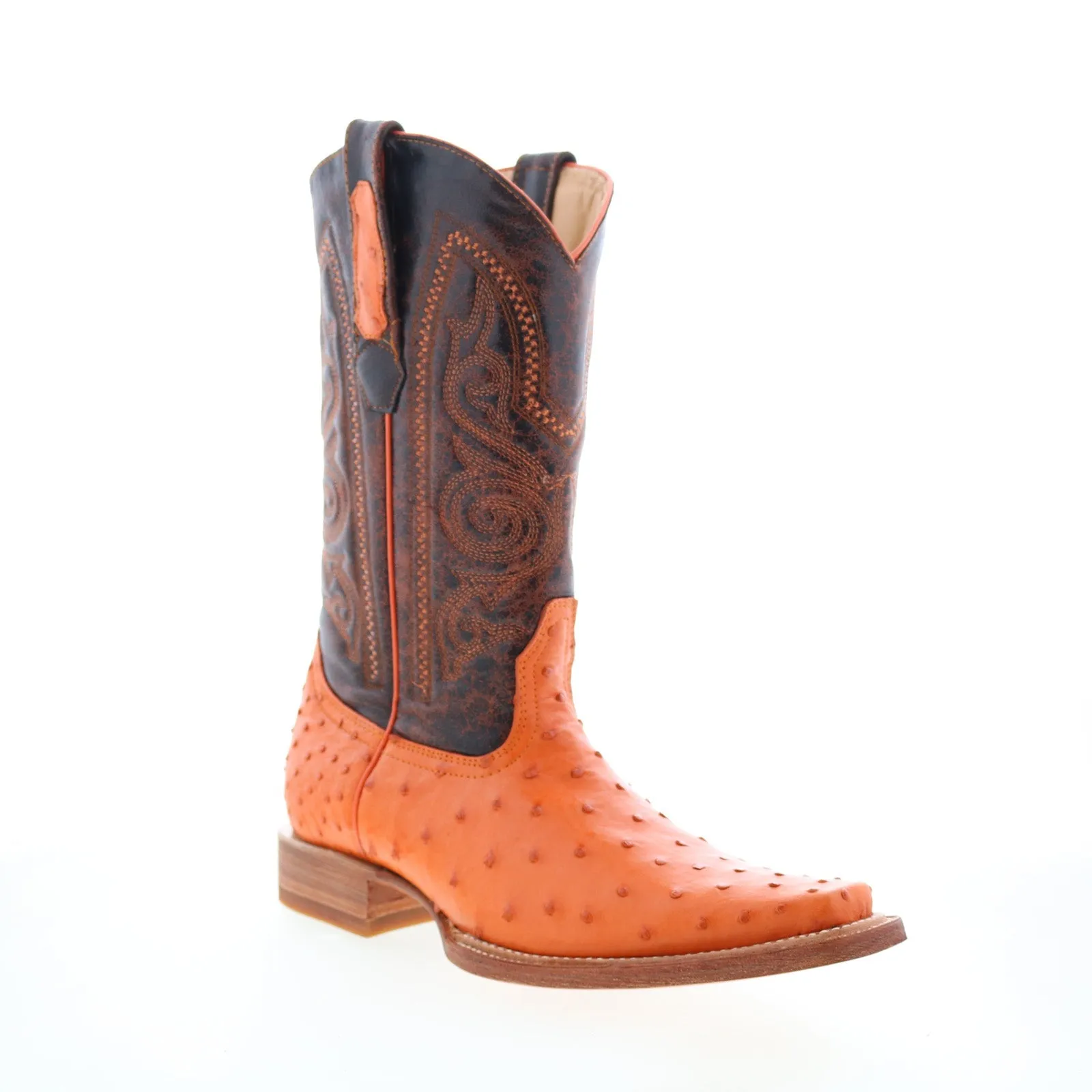 Los Altos Versace Style Ostrich 700324 Mens Orange Wide Cowboy Western Boots Everyday Protection Comfortable Stretch