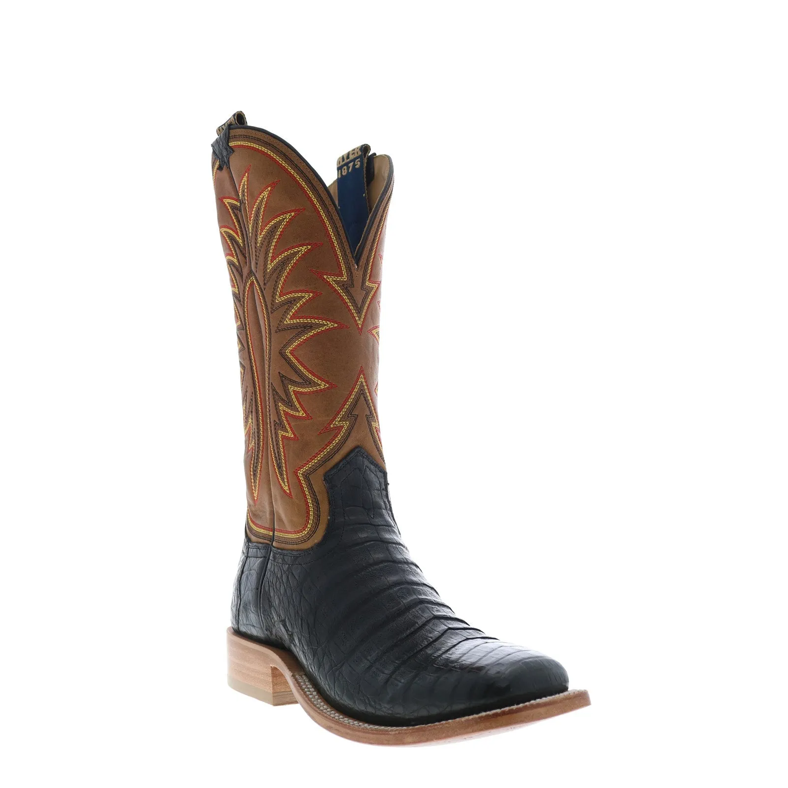 Premium Cushion Soft Lining Hyer Big Bow 13" HM11006 Mens Black Caiman Leather Western Cowboy Boots