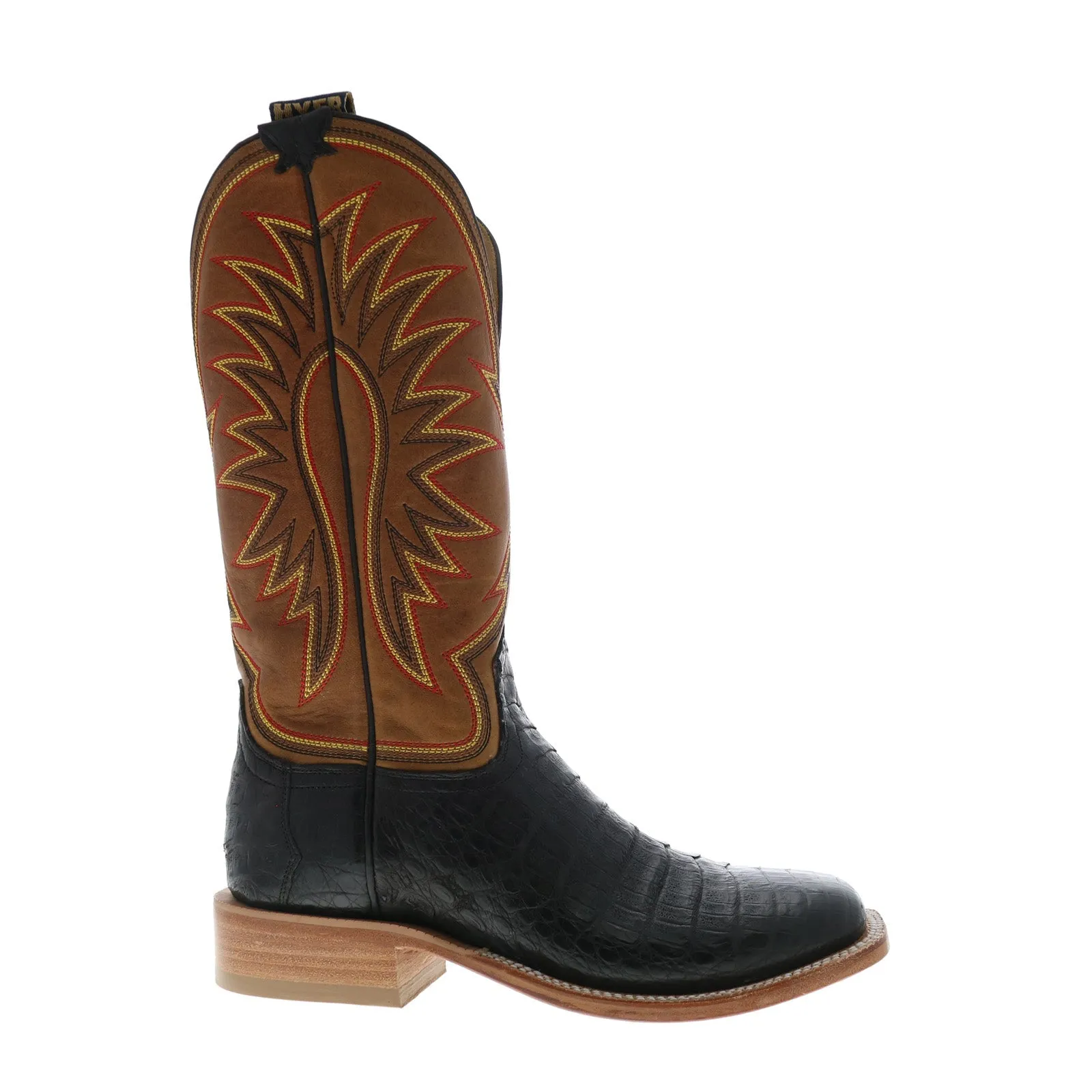 Hyer Big Bow 13" HM11006 Mens Black Caiman Leather Western Cowboy Boots Rugged Wear