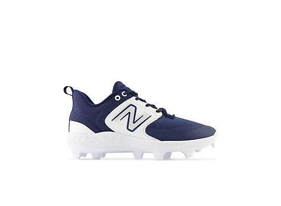Full Cushion Functional shock absorption New Balance Men's Fresh Foam 3000 V6 Molded Baseball Cleats - Navy with White - PL3000N6