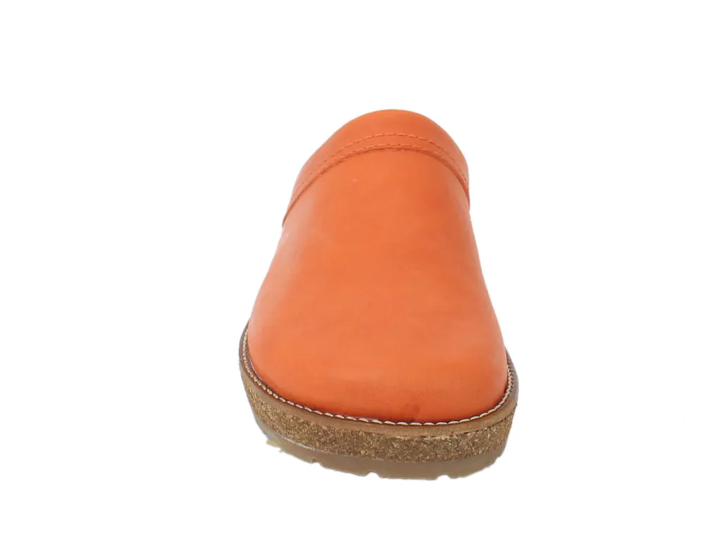 Haflinger Leather Clogs Travel Orange Satin Glow