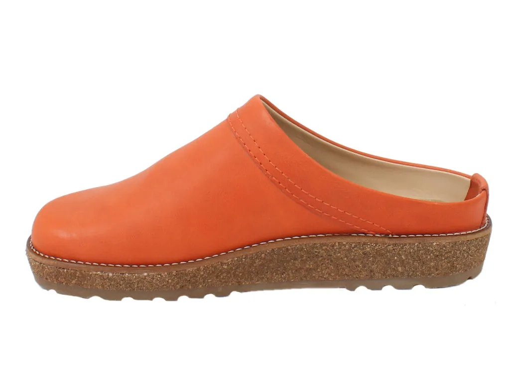 Haflinger Leather Clogs Travel Orange Comfort Tongue