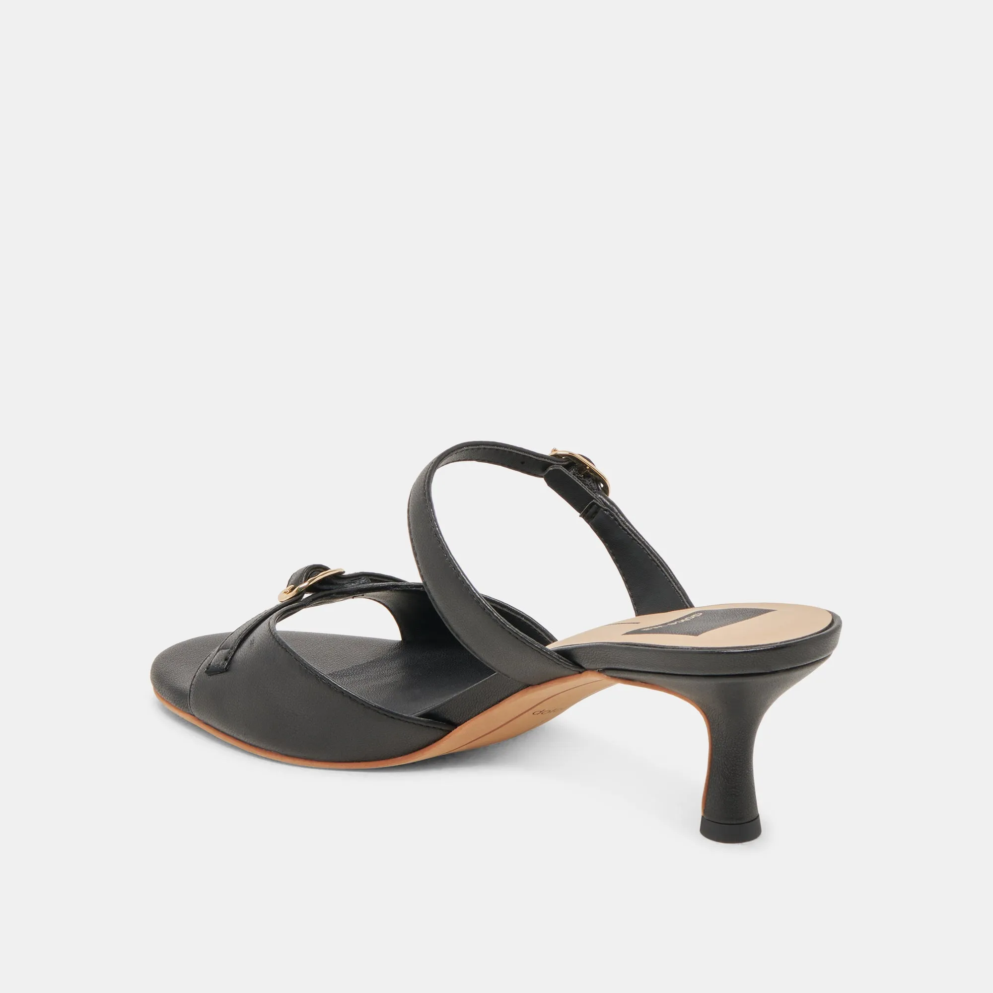 LORALI HEELS BLACK LEATHER Slip Guard Trail Friendly