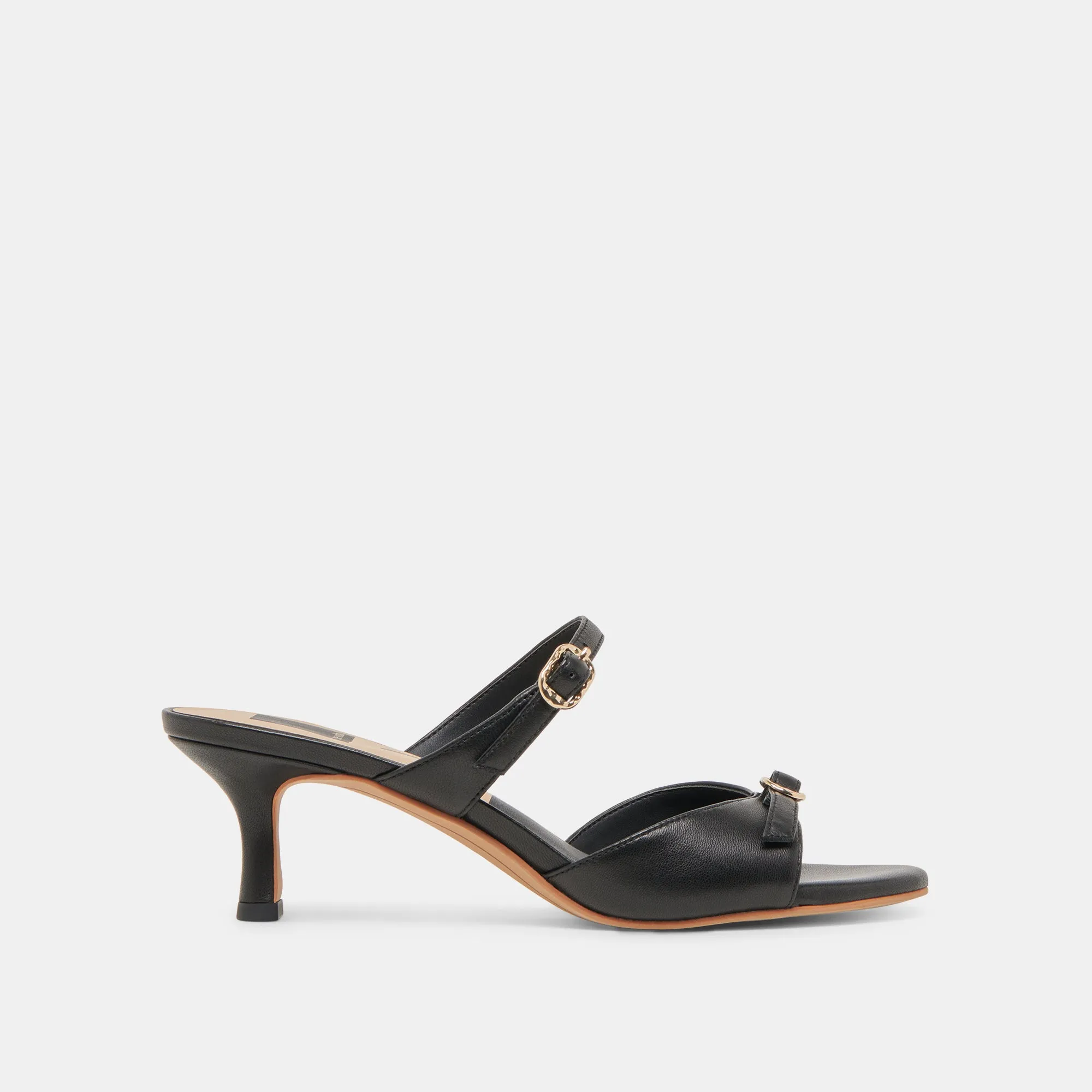LORALI HEELS BLACK LEATHER Casual Wedding Heels