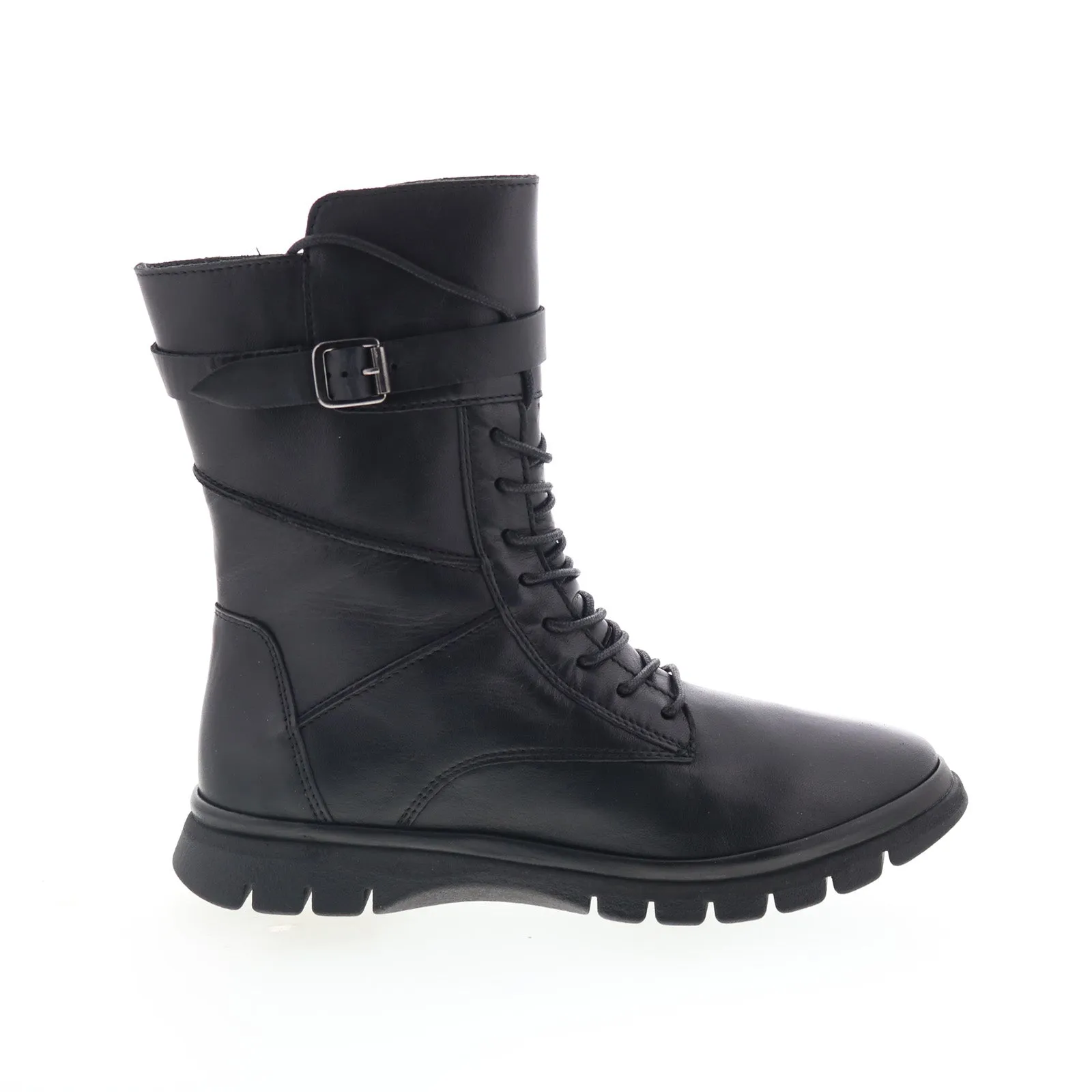 Miz Mooz Deklan Womens Black Leather Lace Up Casual Dress Boots Removable