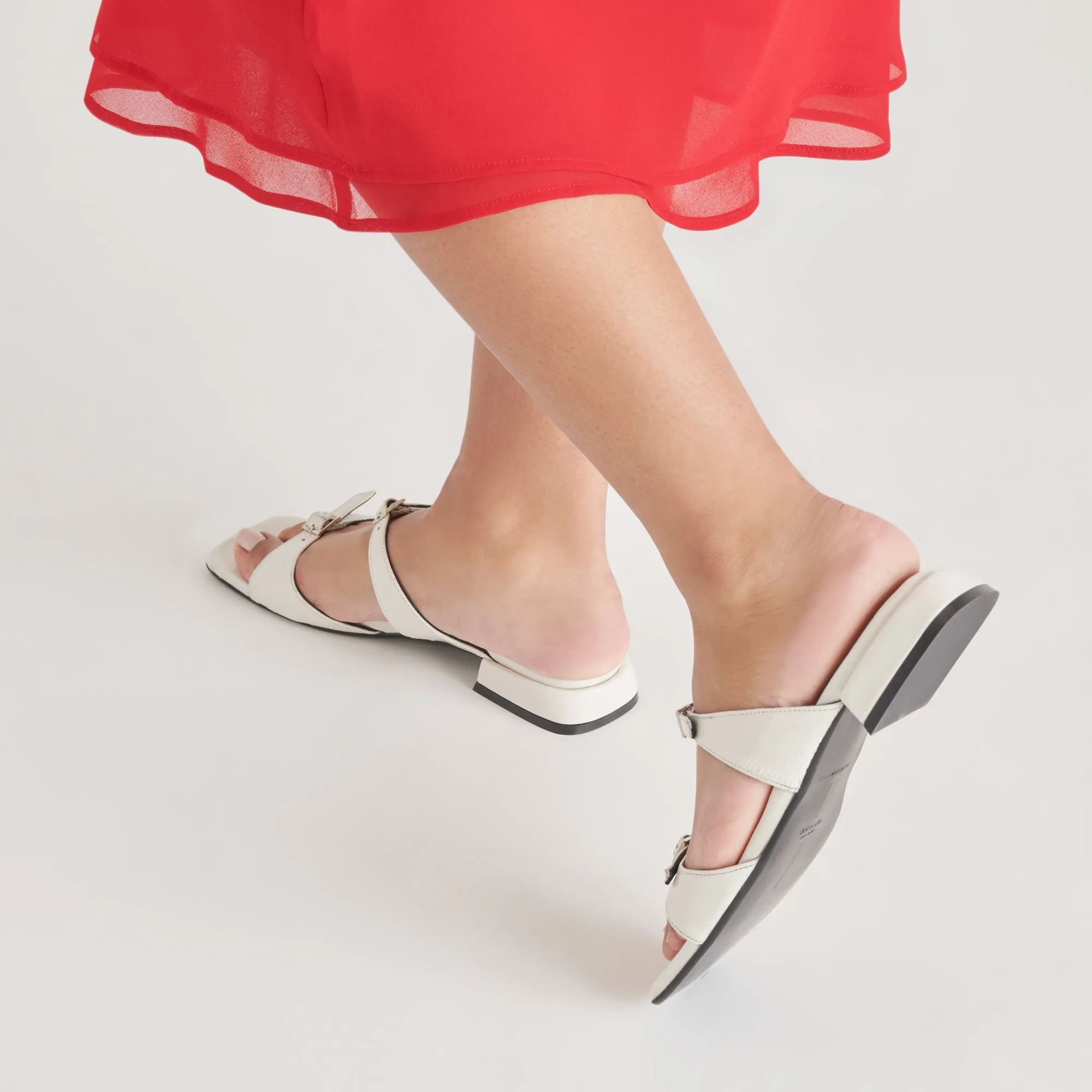LAVERN SANDALS OFF WHITE CRINKLE PATENT Flower Pop No Pressure