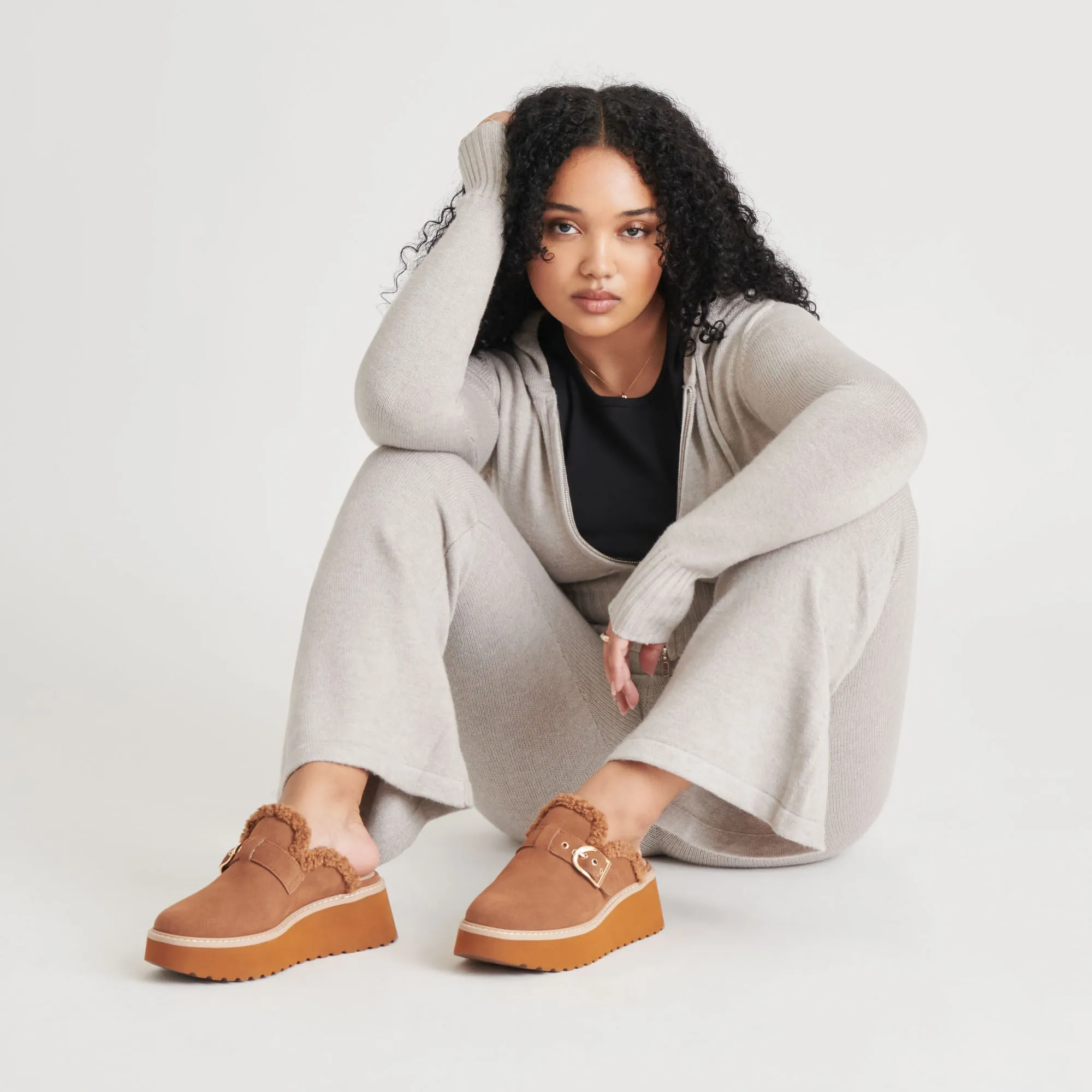 Bold Neon LELANI PLUSH FLATS PECAN SUEDE