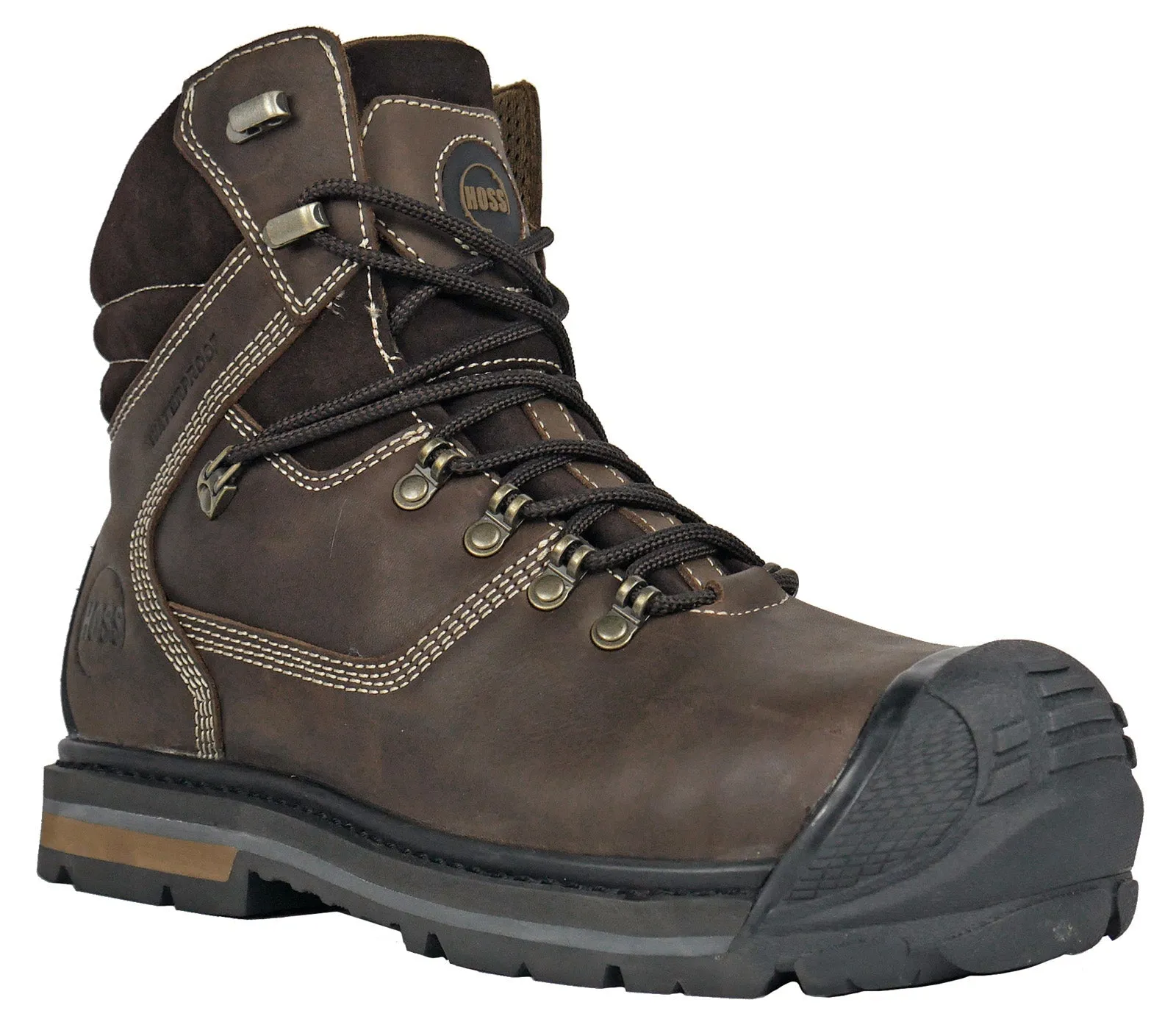 Hoss Hog Composite Toe Waterproof 60690 Mens Brown Extra Wide Work Boots Rugged Wear