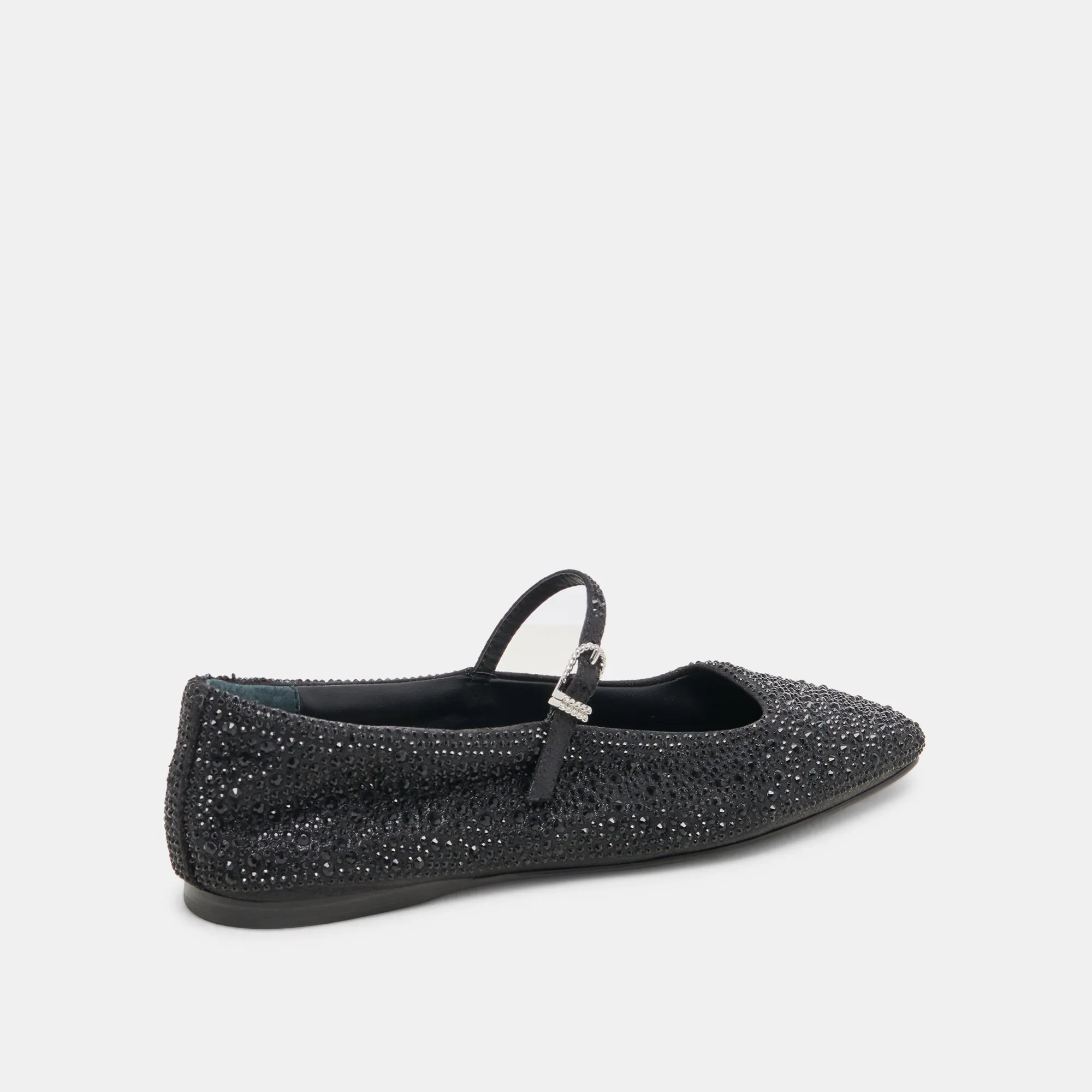 Smart Comfort Design Soft Grip REYES CRYSTAL BALLET FLATS BLACK METALLIC CRYSTAL