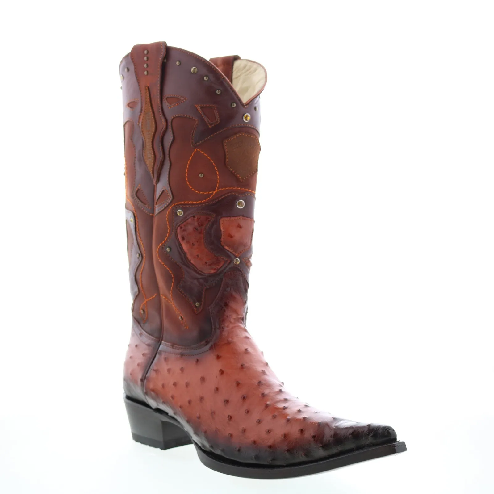 Los Altos 3X Toe Ostrich 95VF0357 Mens Brown Wide Cowboy Western Boots Stable Ankle All-Weather Design.
