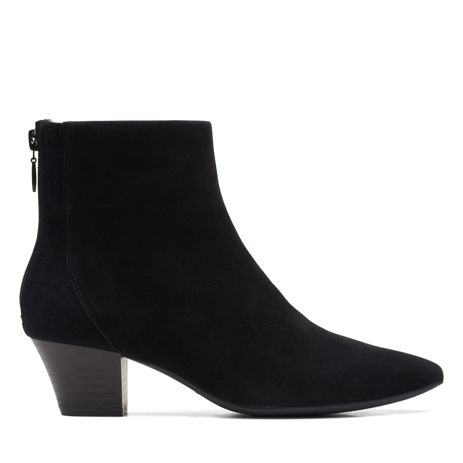 Clarks Teresa Boot 26167908 Womens Black Suede Zipper Ankle & Booties Boots Urban Edge Urban Outfit