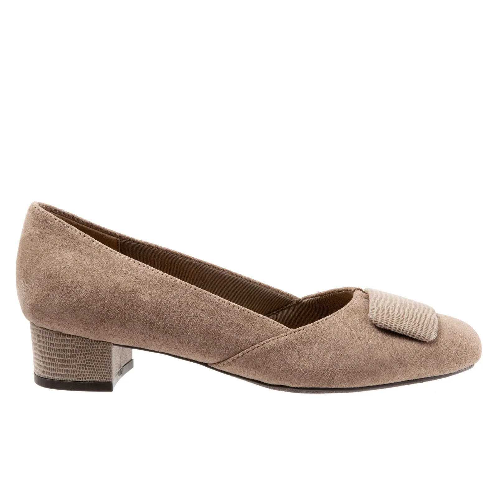 Trotters Delse T1852-135 Womens Brown Wide Suede Slip On Pumps Heels Shoes Slip On Design Stable