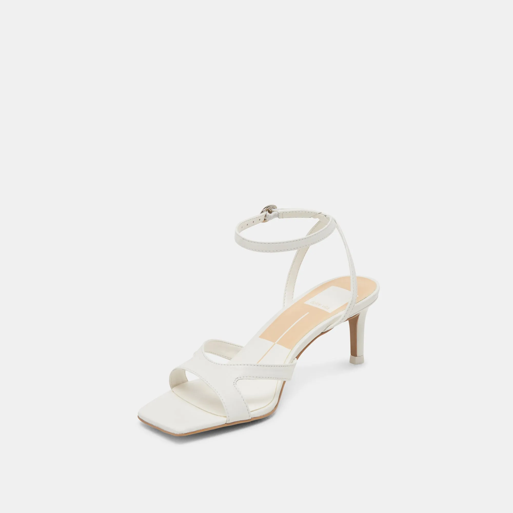 BECKI WIDE HEELS TRUE WHITE LEATHER Sturdy Build