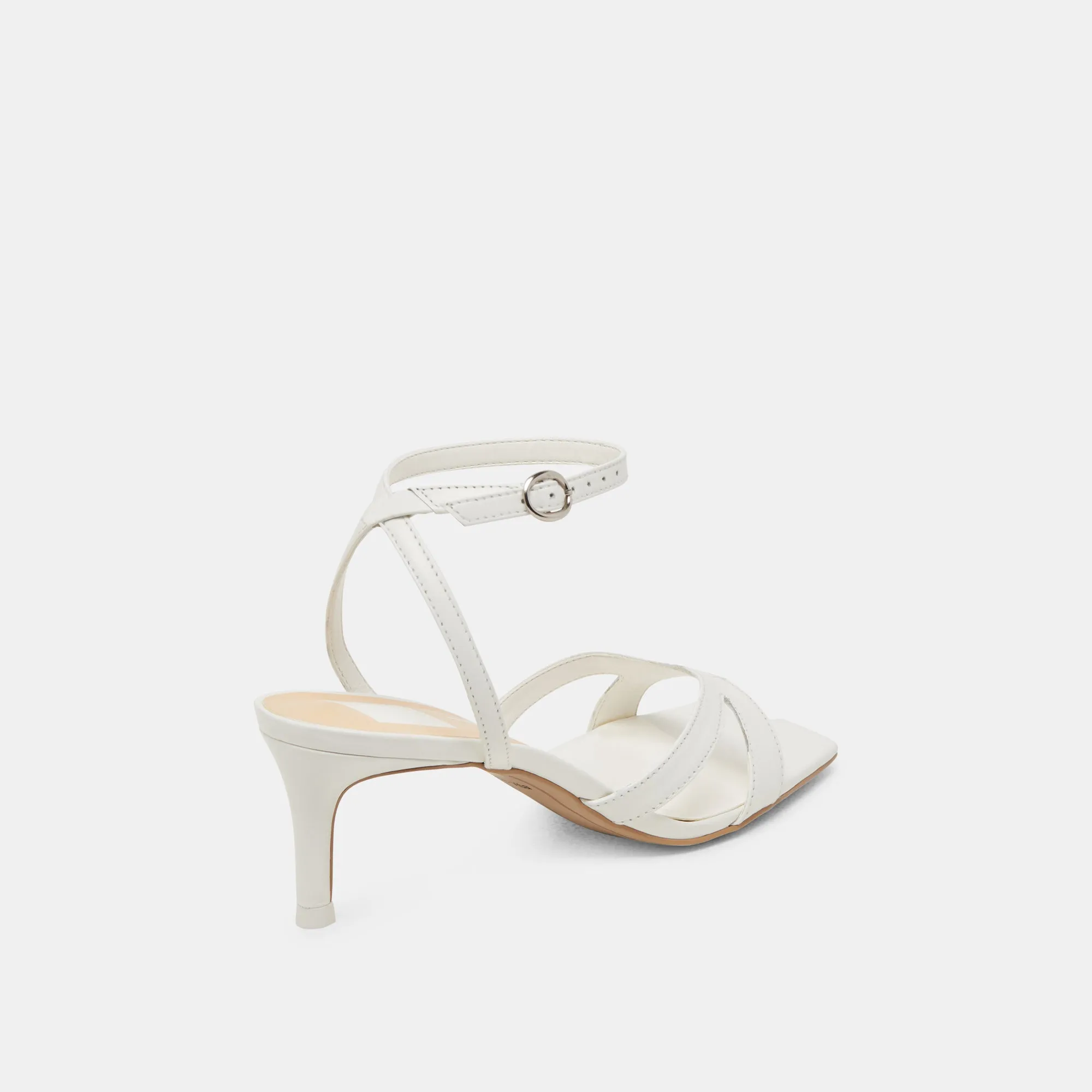 BECKI WIDE HEELS TRUE WHITE LEATHER Luxury Leather Pumps