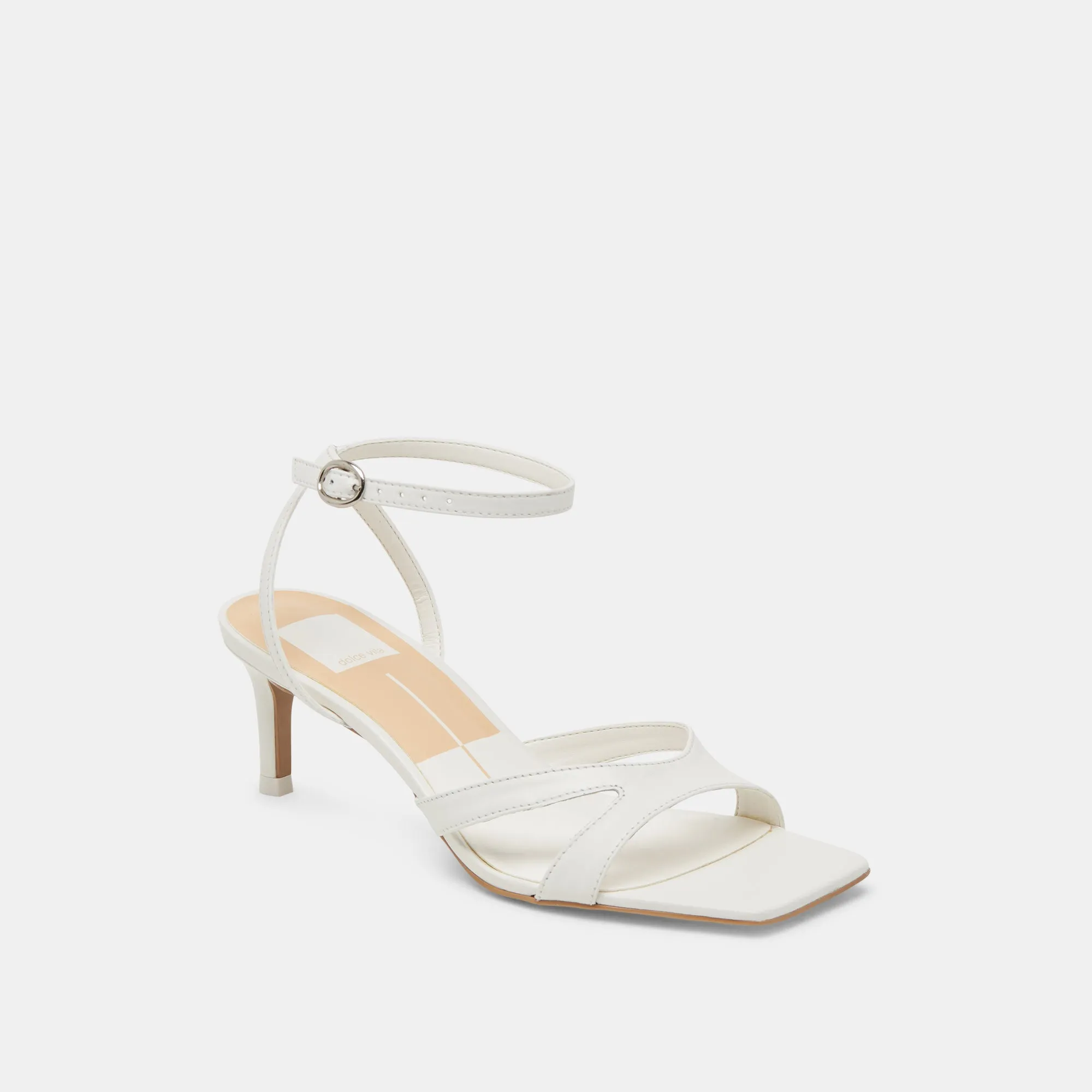 Boho Chic Heels BECKI WIDE HEELS TRUE WHITE LEATHER