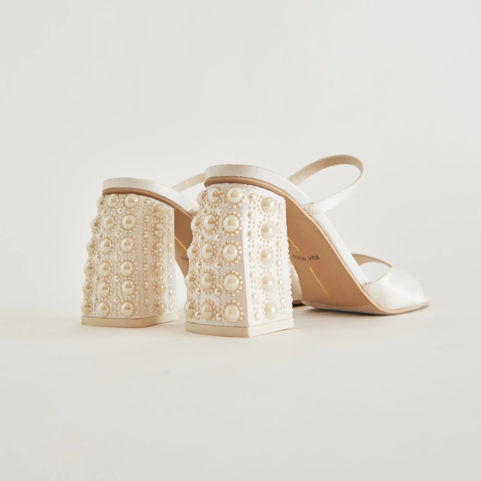 JEMMY PEARL HEELS VANILLA SILK Ventilated Design Luxe Wedding Footwear