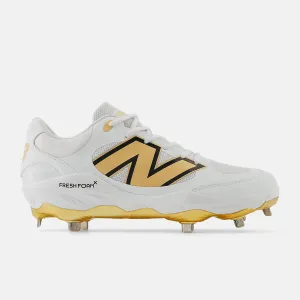 Padded Support All-weather breathability New Balance Men's Fresh Foam X 3000 v7 Metal Baseball Cleats - White/Gold - L3000GS7