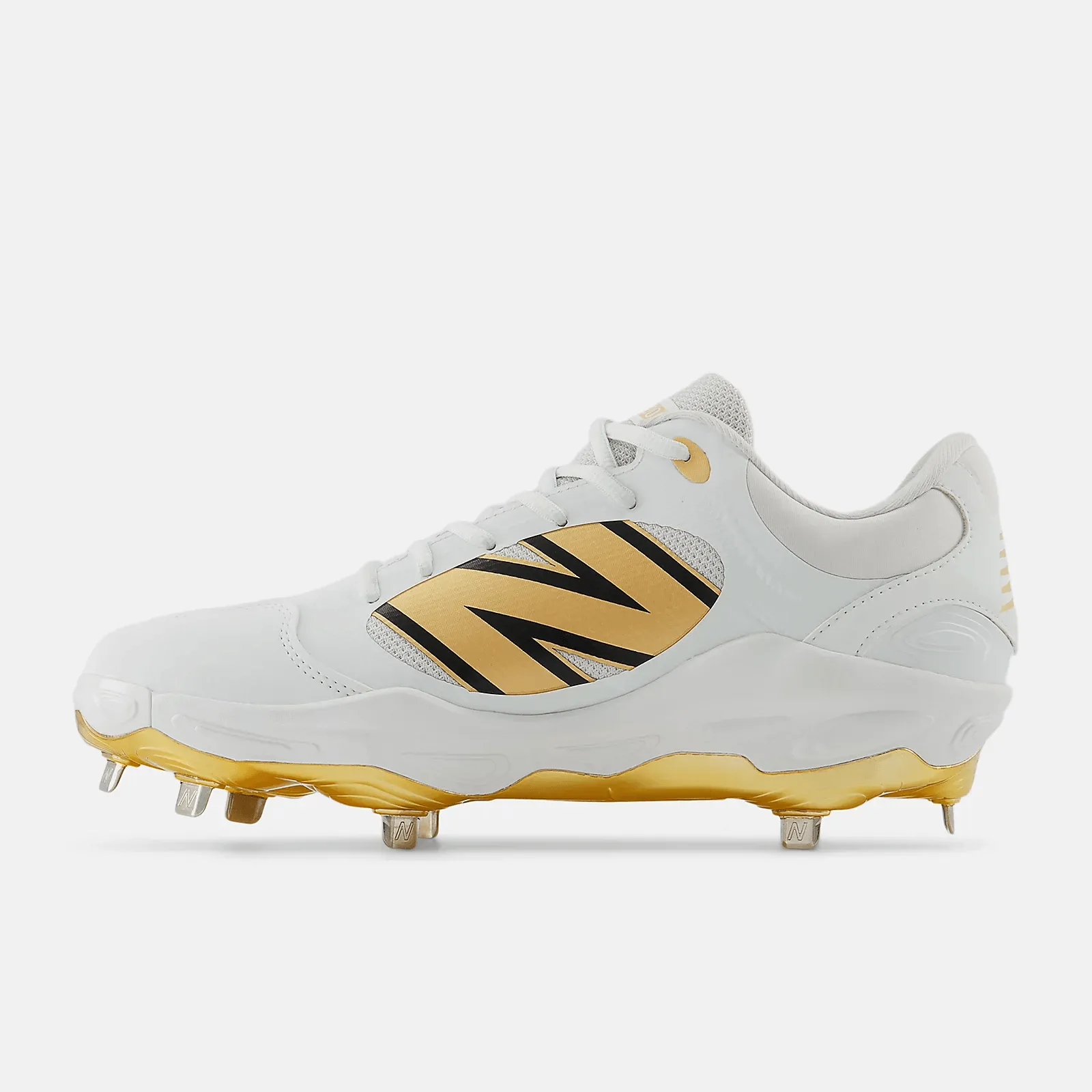 Durable Design Stretch Laces New Balance Men's Fresh Foam X 3000 v7 Metal Baseball Cleats - White/Gold - L3000GS7
