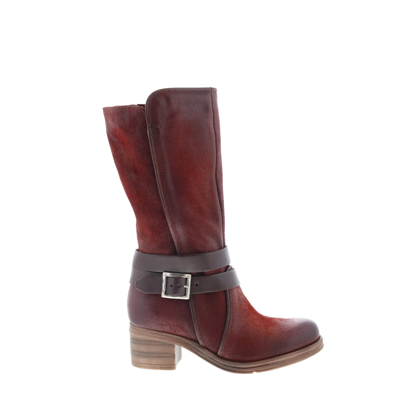 Miz Mooz Sunrise Womens Burgundy Leather Zipper Casual Dress Boots Comfortable Grip