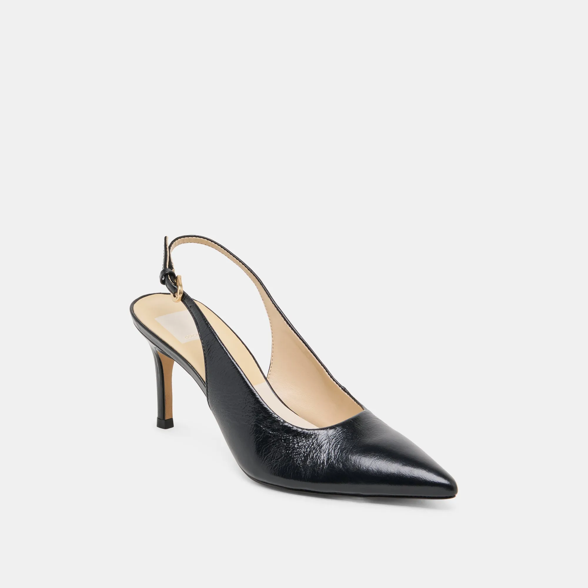 ELASI HEELS BLACK LEATHER Slip-On Heels