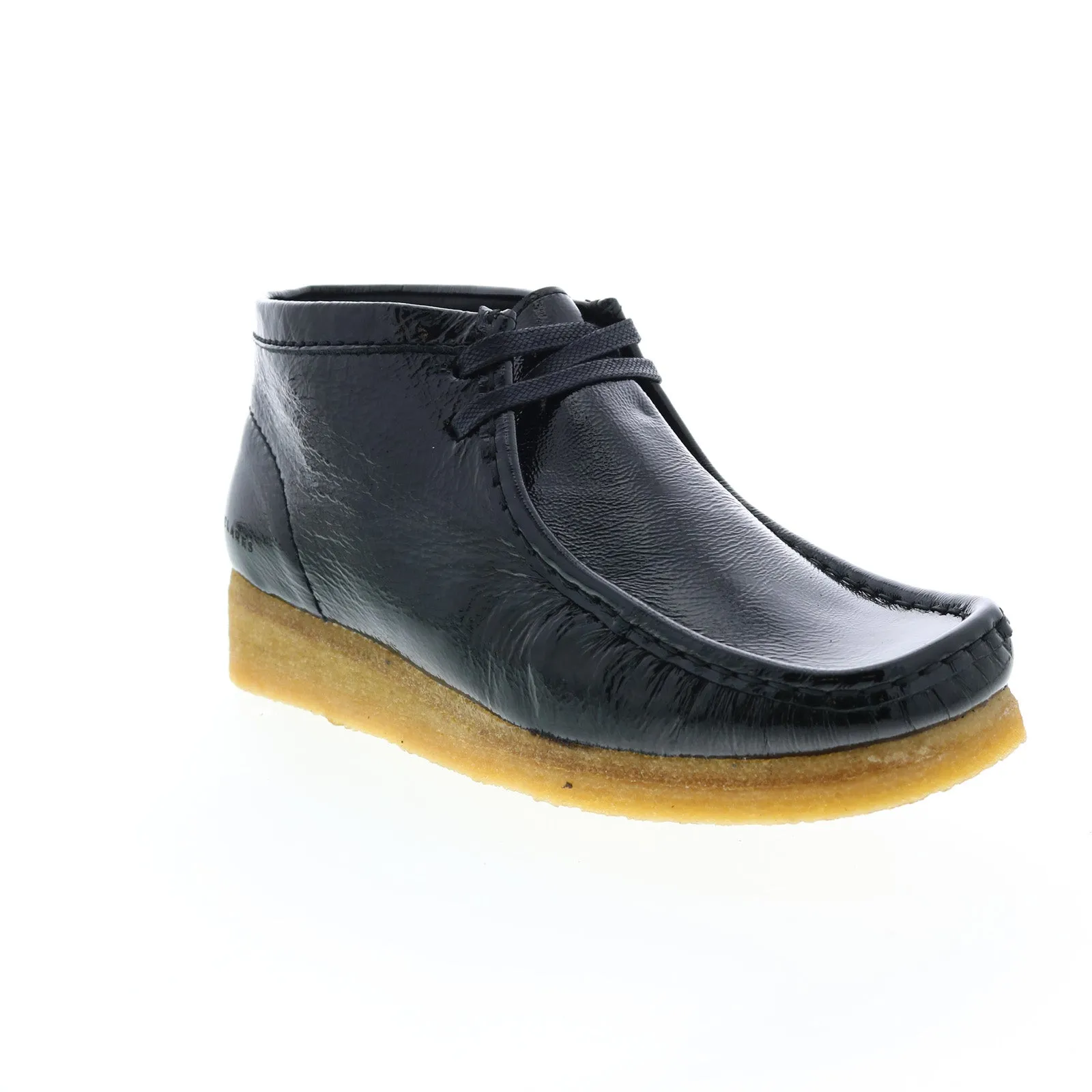 Outdoor Explorer Everyday Protection Clarks Wallabee Boot 26154804 Womens Black Patent Leather Chukkas Boots