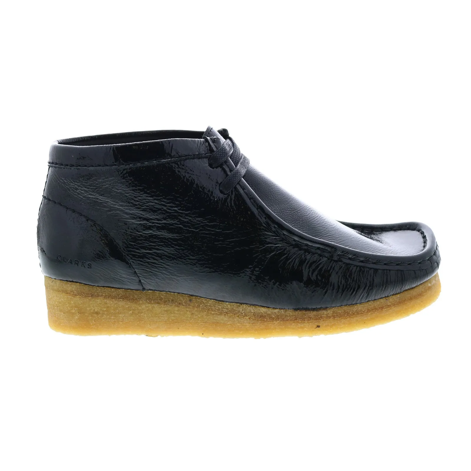 Clarks Wallabee Boot 26154804 Womens Black Patent Leather Chukkas Boots Field Work synthetic material