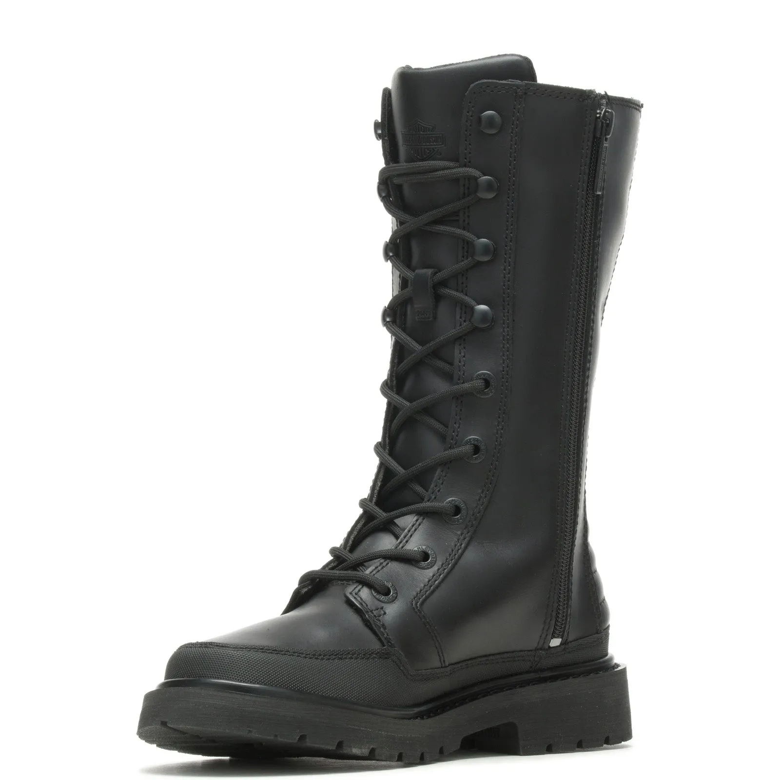 Minimal Color Harley-Davidson Akers 9" Lace D84764 Womens Black Leather Motorcycle Boots