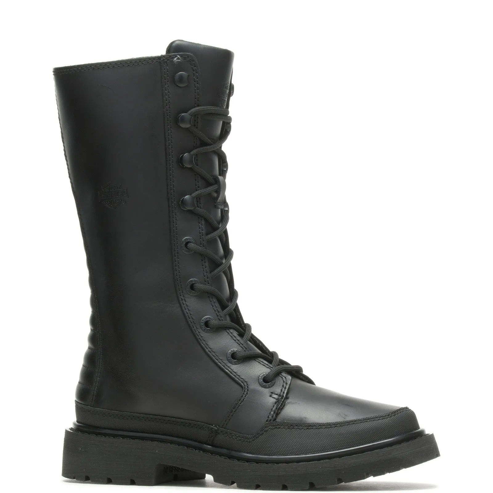 Harley-Davidson Akers 9" Lace D84764 Womens Black Leather Motorcycle Boots Cushioned Sole All Day