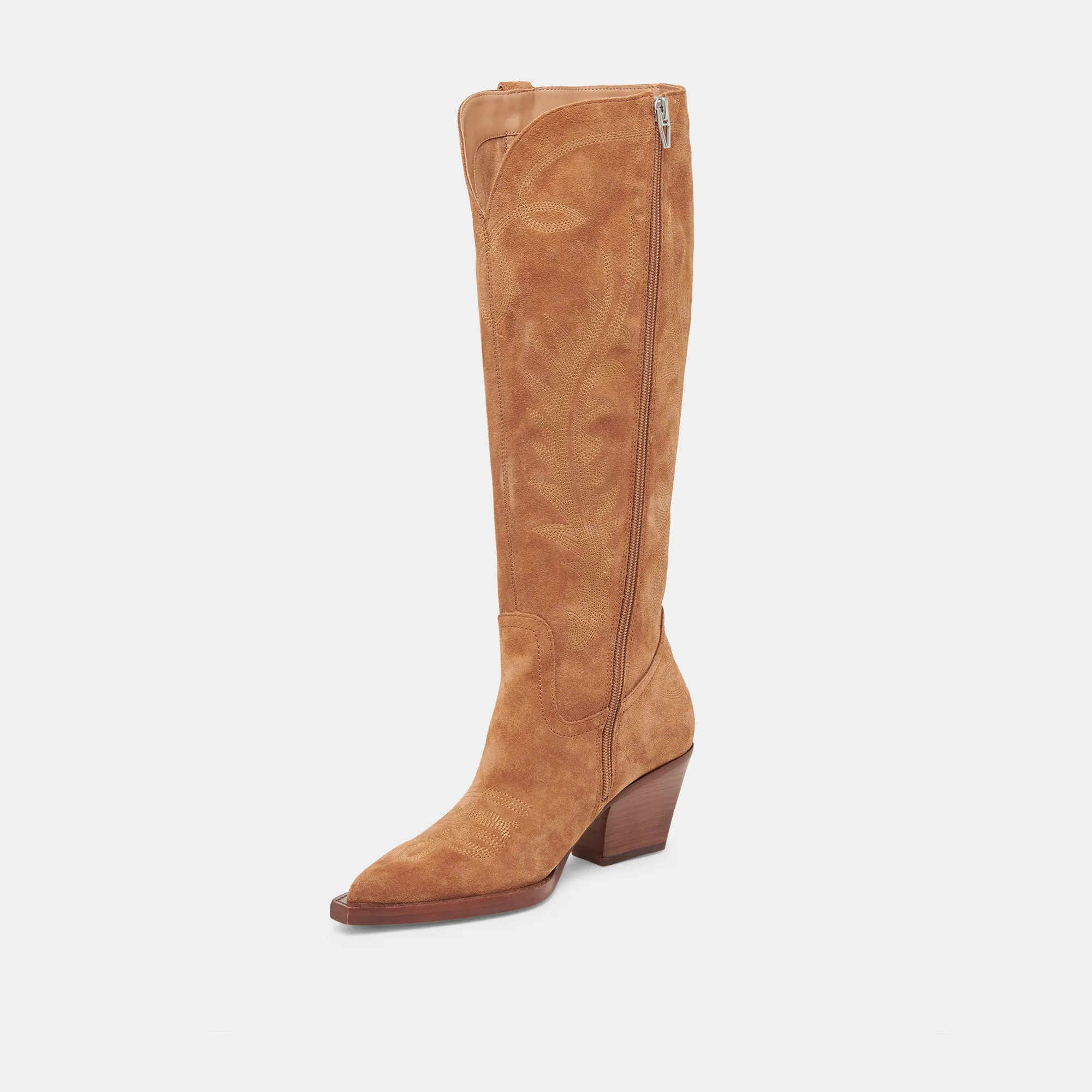 RYATT WIDE CALF BOOTS PECAN SUEDE Graduate High Ankle Support