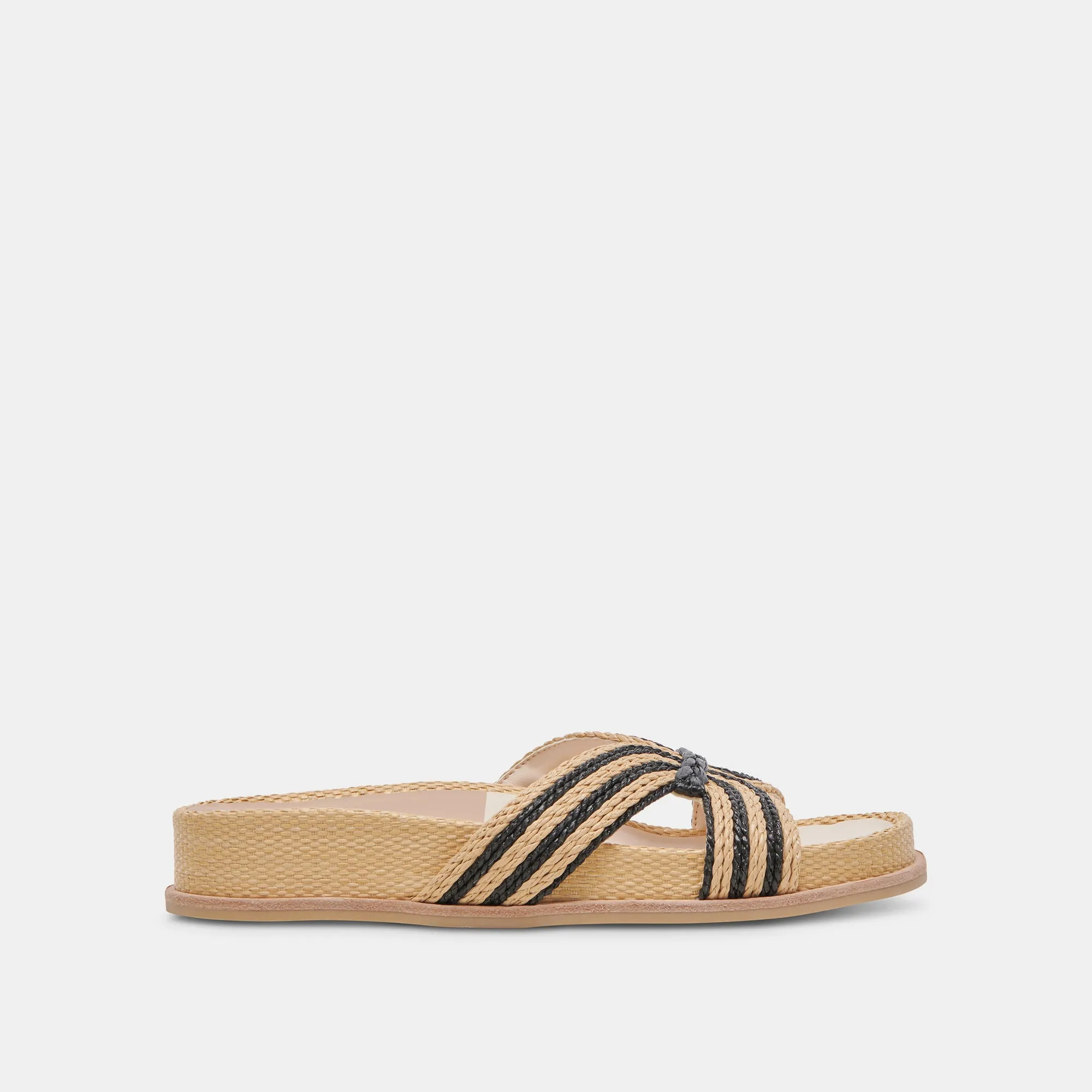 All-Occasion Padded Touch SELDA SANDALS NATURAL BLACK RAFFIA