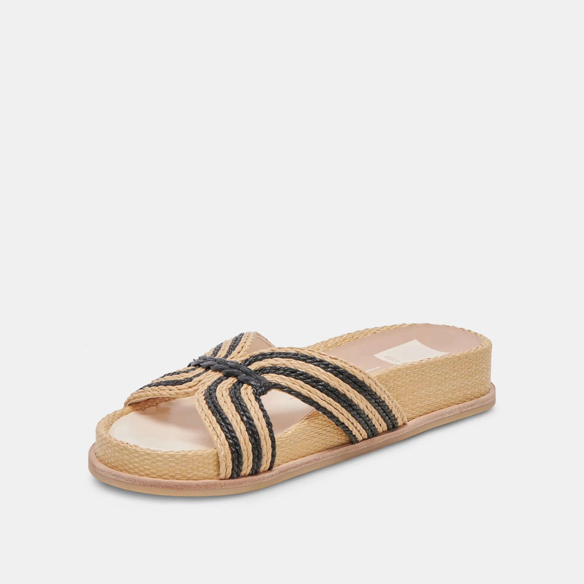Light Gear Street Casual SELDA SANDALS NATURAL BLACK RAFFIA