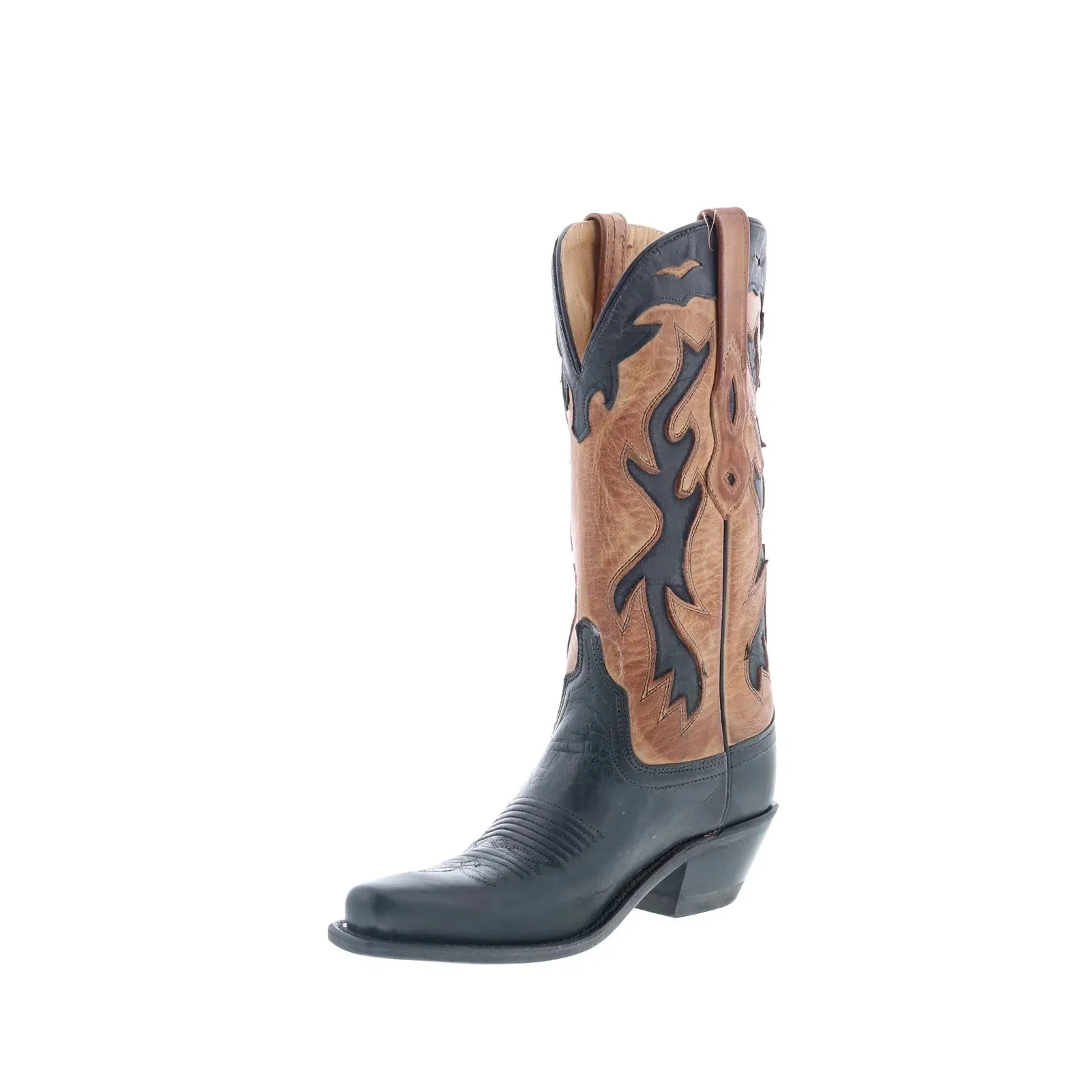 Stable base High Traction Jama Old West LF1531 Womens Black Leather Slip On Cowboy Western Boots