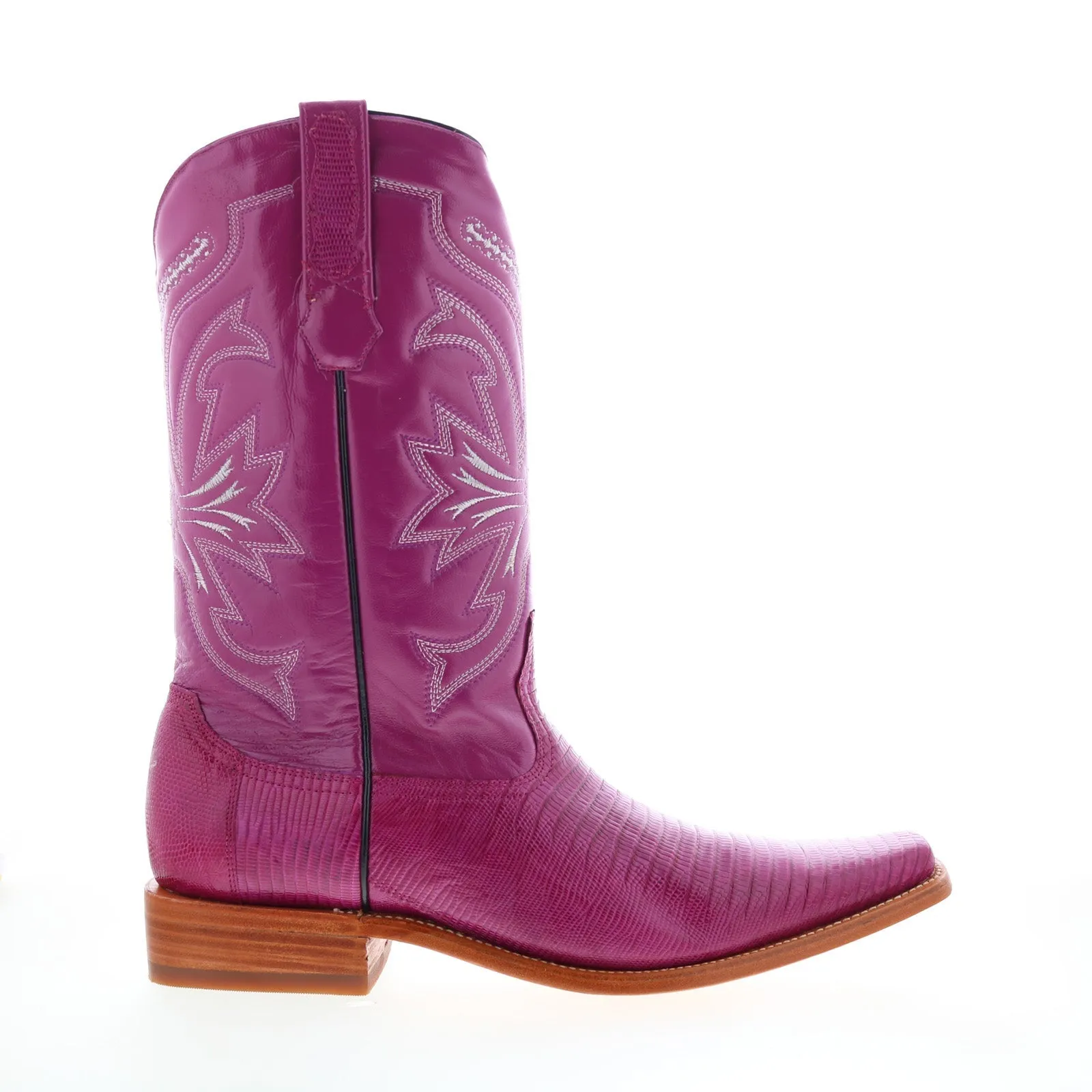 Los Altos Versace Square Toe Teju Lizard Mens Purple Wide Cowboy Western Boots Slip-On Design
