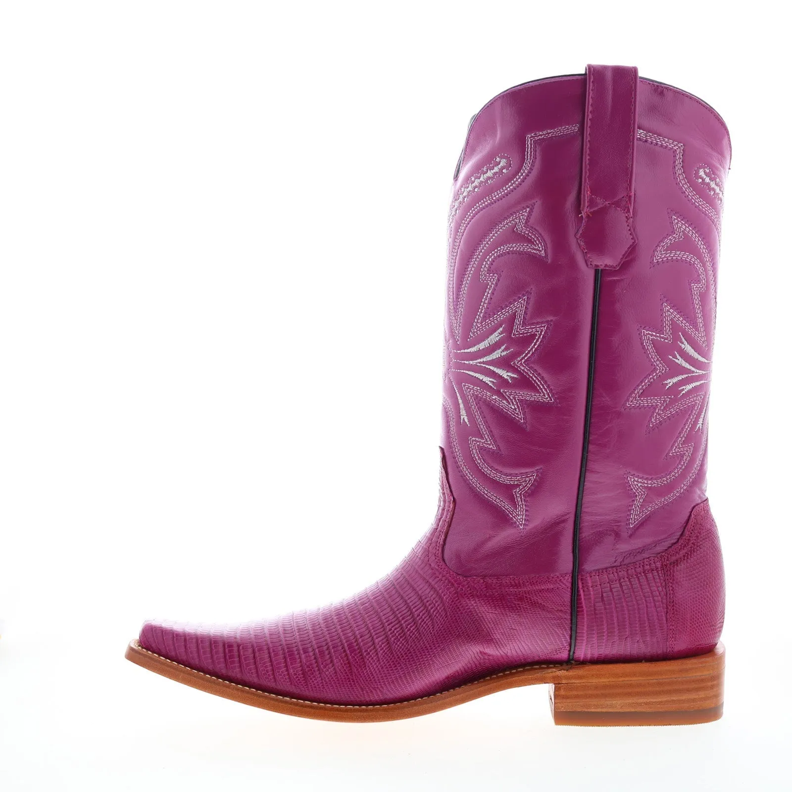 Los Altos Versace Square Toe Teju Lizard Mens Purple Wide Cowboy Western Boots Easy Fit