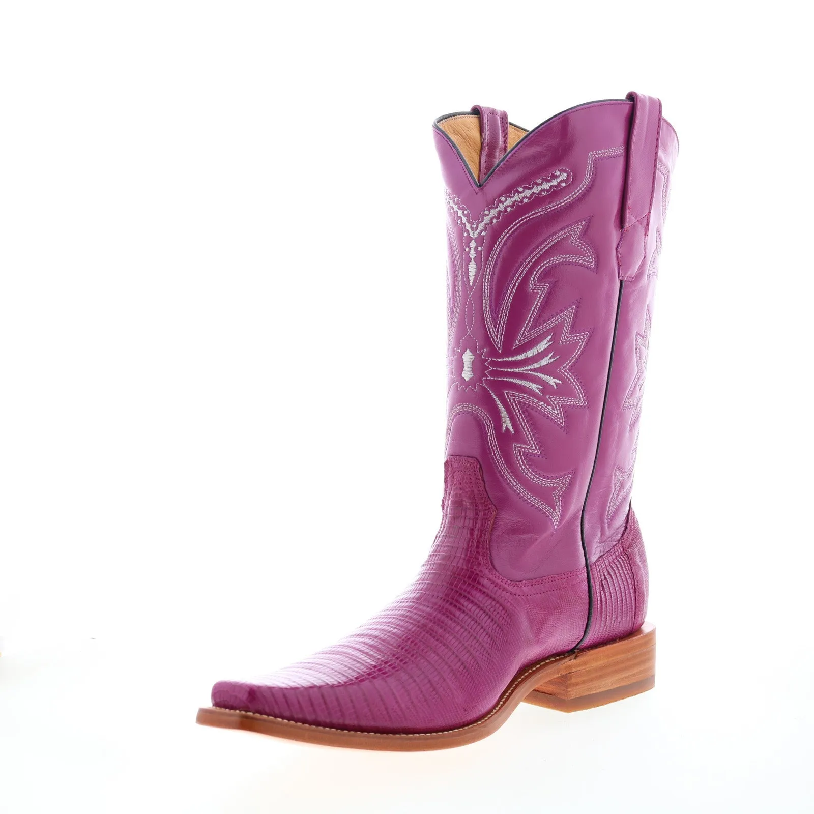 Los Altos Versace Square Toe Teju Lizard Mens Purple Wide Cowboy Western Boots Fashion Comfort Extreme Durability