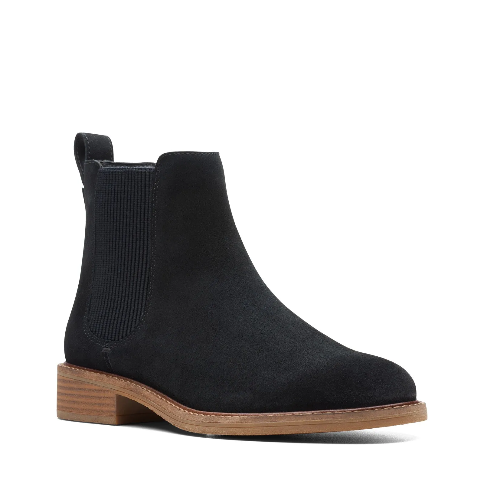 Clarks Cologne Arlo 2 26174768 Womens Black Suede Slip On Chelsea Boots ground grip