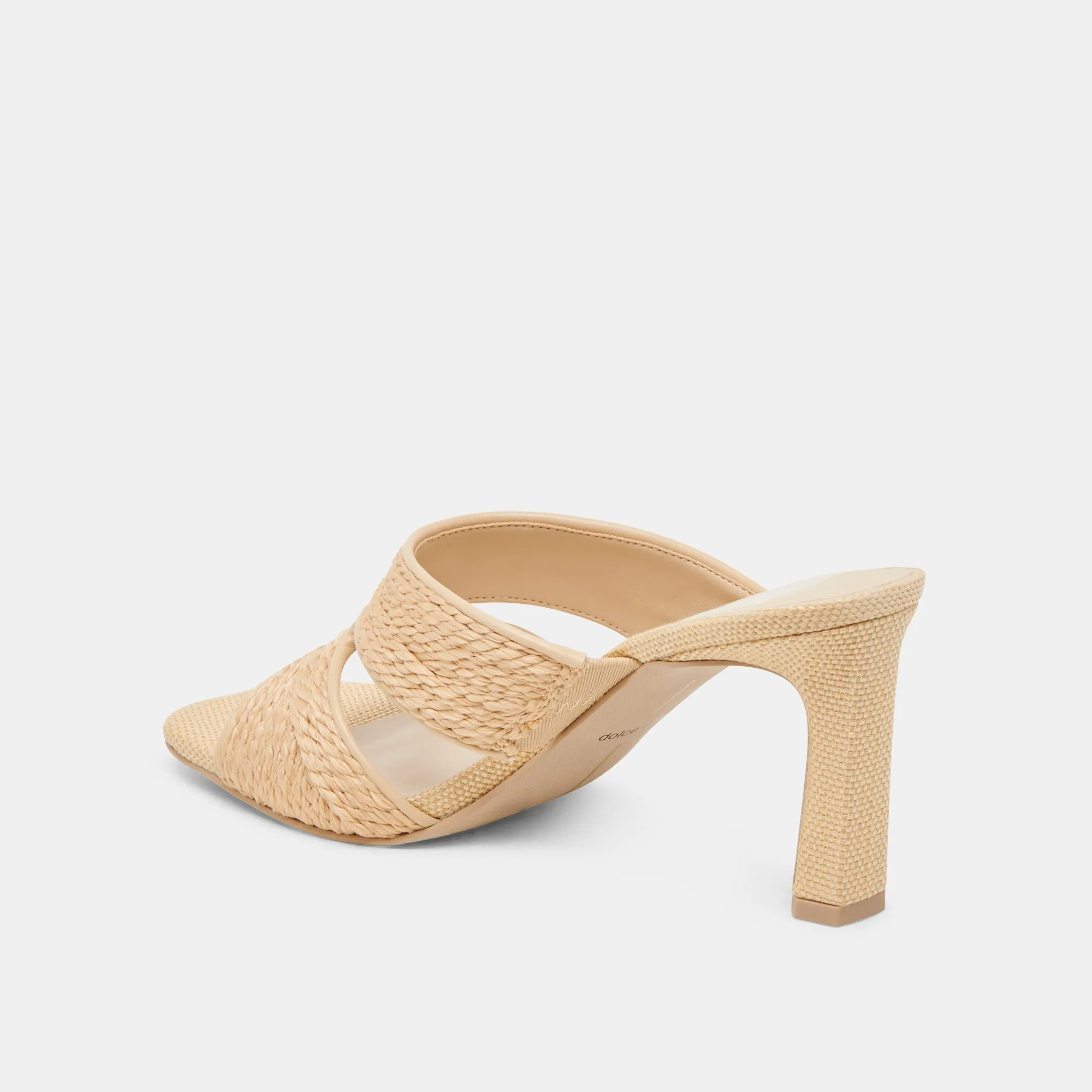 GITEL WIDE HEELS LT NATURAL RAFFIA Minimalist Heels Black Stiletto Shoes