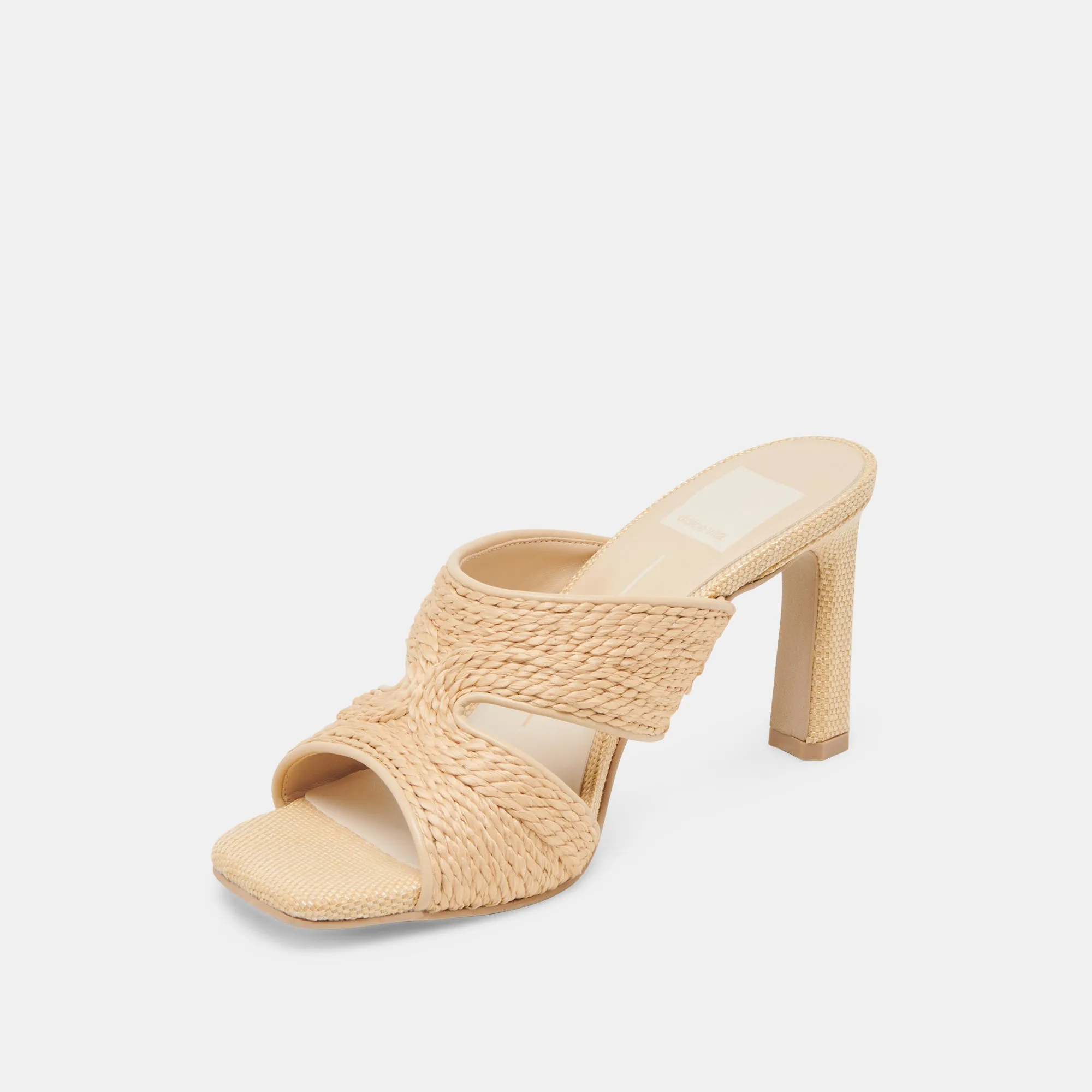 Classic Black Heels Lace Up GITEL WIDE HEELS LT NATURAL RAFFIA